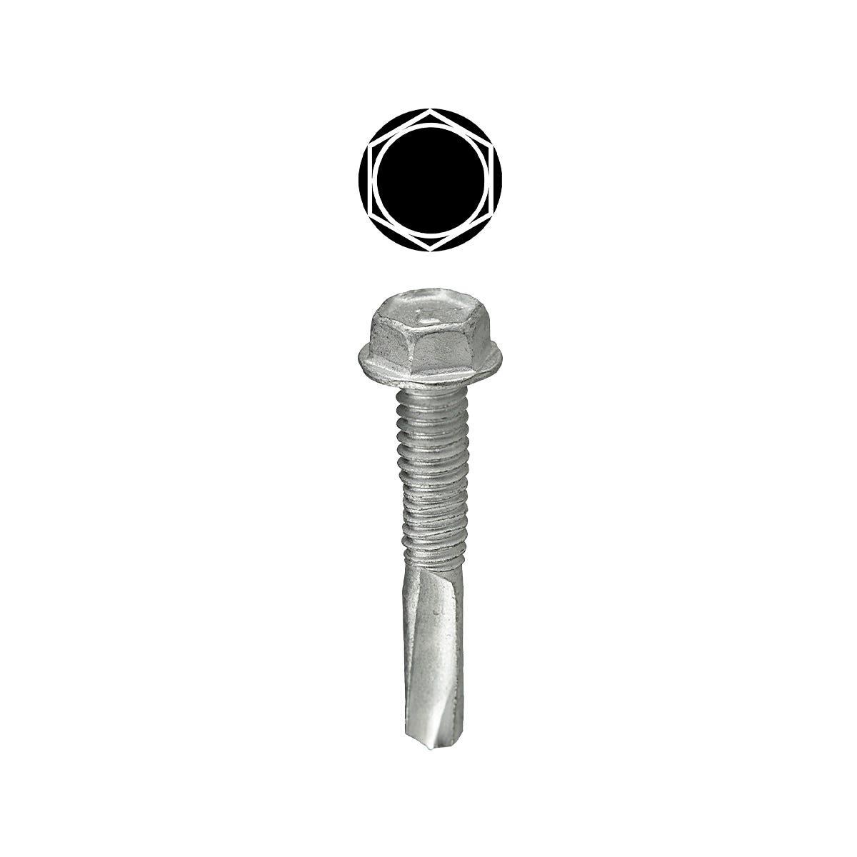 Dottie® TXV12114 Screw, #12, 1-1/4 in OAL, Washer Head, Hex Drive, Carbon Steel