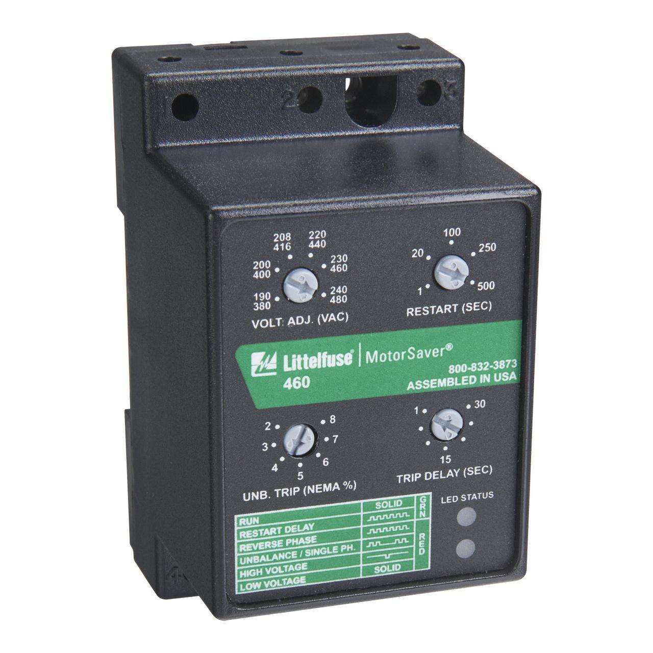 Littelfuse® Symcom MotorSaver® 460-MR 3-Phase Voltage Monitoring Relay, 190 to 480 V AC