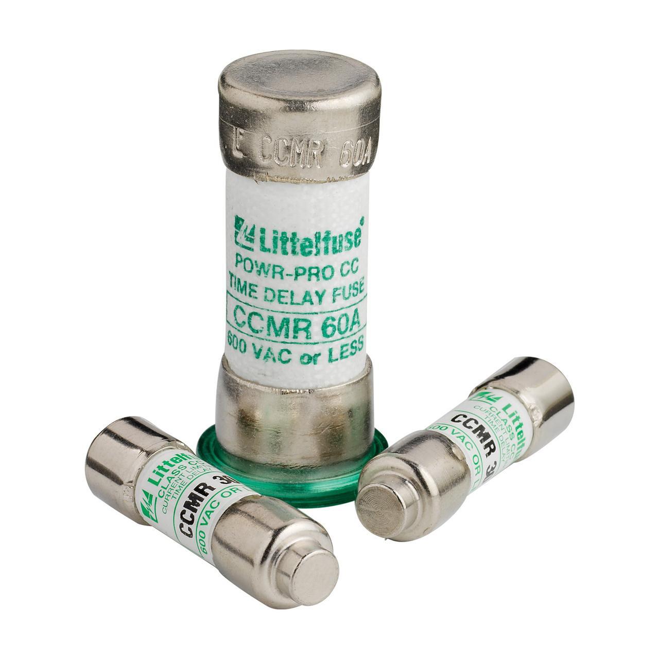 Littelfuse® POWR-GARD® CCMR1.25TXP Time Delay Fuse, 1.25 A, 600 V AC/250 V DC, 20/200 kA Interrupt, CC Class, Cartridge Body