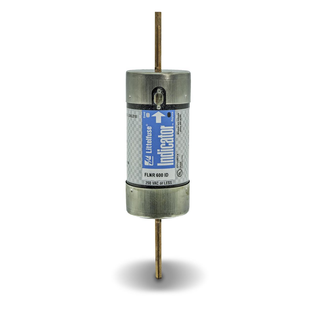 Littelfuse® POWR-GARD® FLNR600ID Current Limiting Time Delay Fuse, 600 A, 250 V AC/125 V DC, 200/20 kA Interrupt, RK5 Class, Cylindrical Body