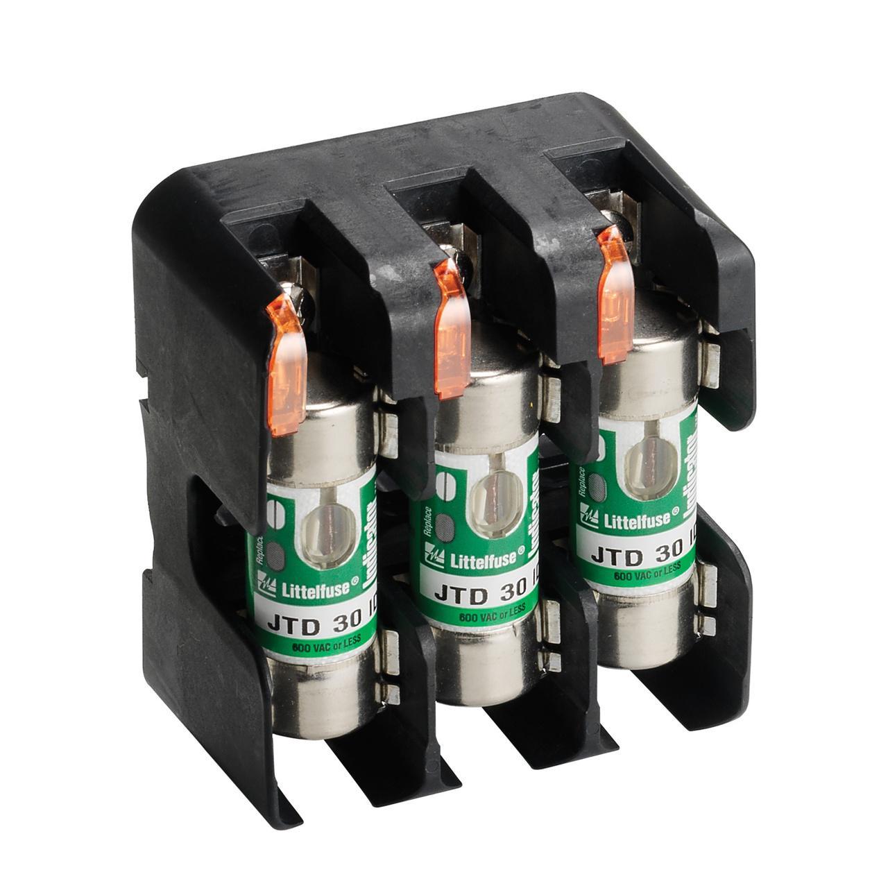 Littelfuse® POWR-GARD® LFJ60030-2CID Indicating Fuse Block, 600 V AC, 30 A, Class: J, 14 to 10 AWG Wire, 2 Poles