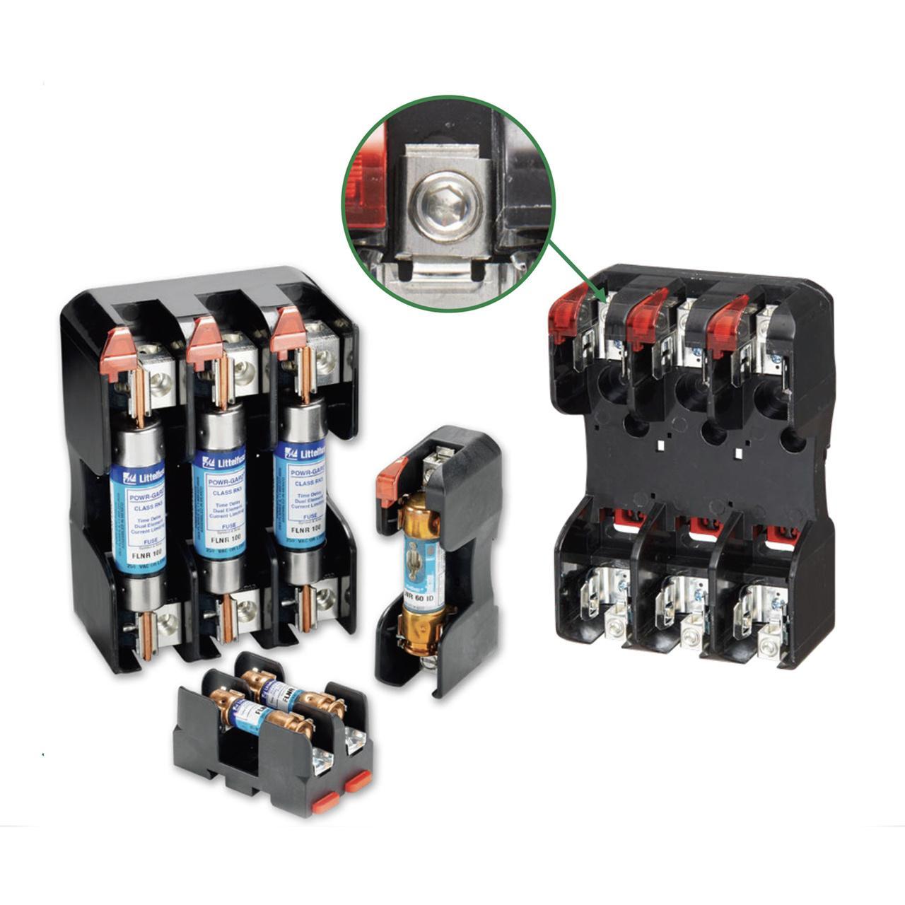 Littelfuse® POWR-GARD® LFH60060-3CID Indicating Fuse Block, 600 V AC, 60 A, Class: H, 14 to 6 AWG Wire, 3 Poles