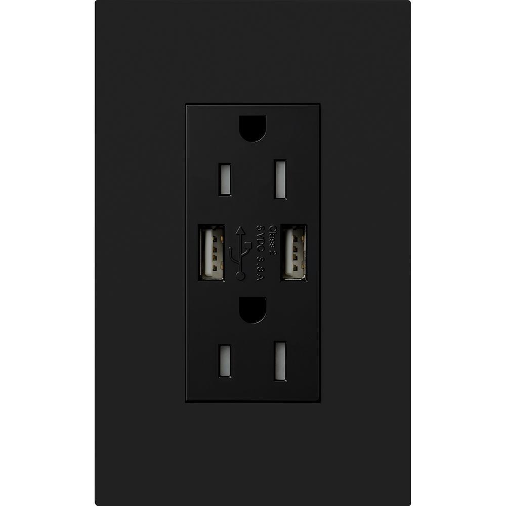 Lutron® LTR-15-UBTR-BL Receptacles & USB Ports