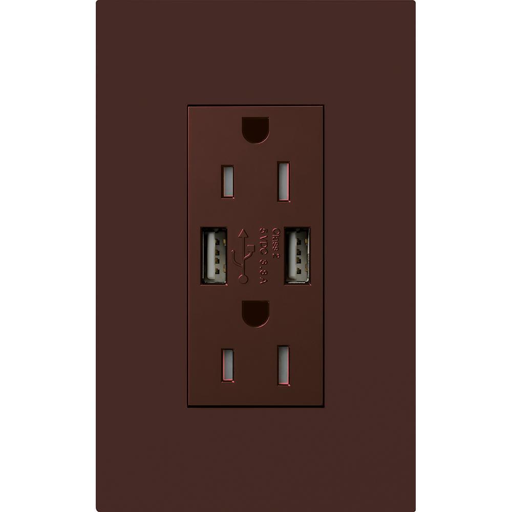 Lutron® LTR-15-UBTR-BR Receptacles & USB Ports