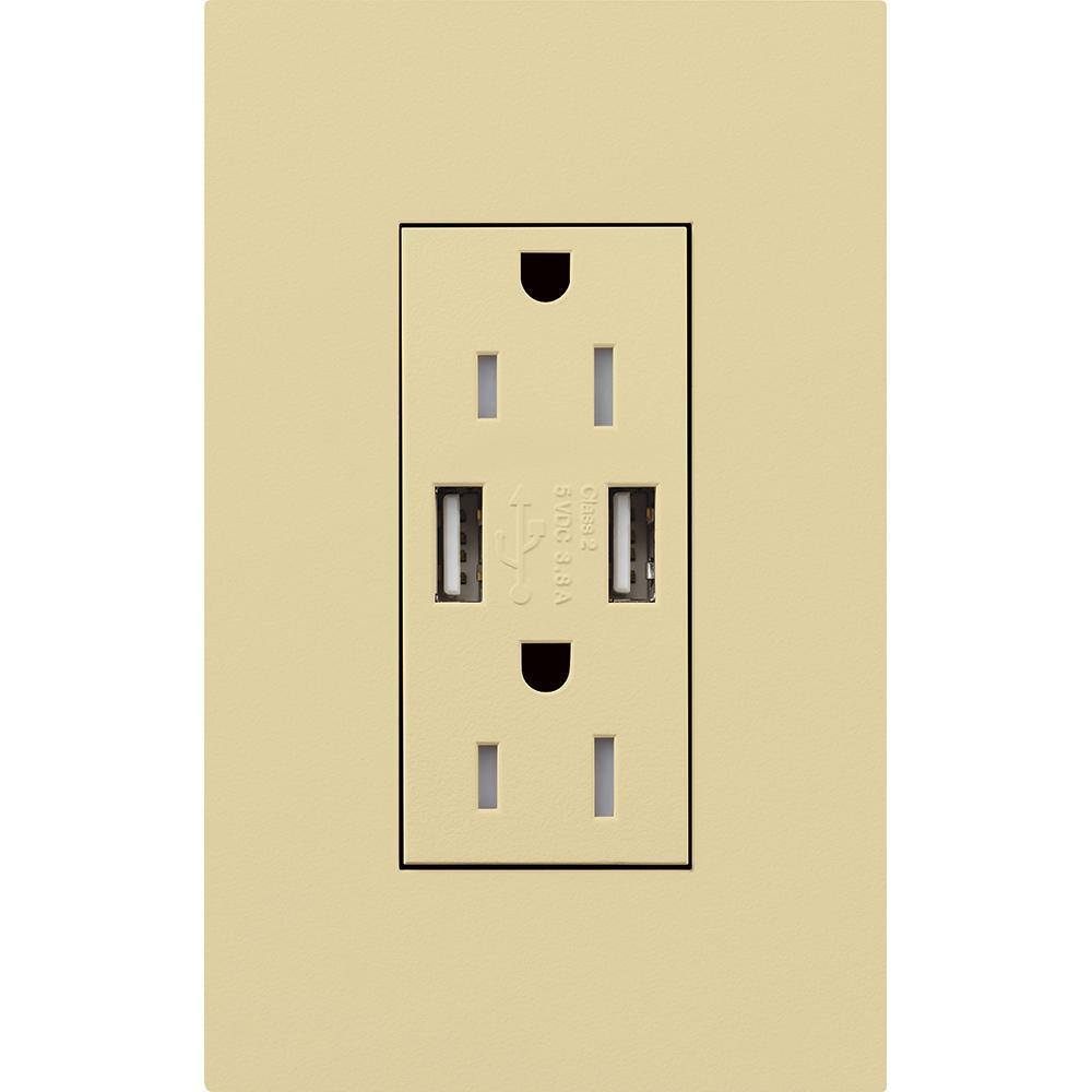 Lutron® LTR-15-UBTR-IV Receptacles & USB Ports