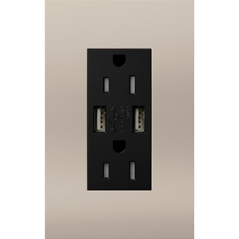 Lutron® LTR-F15-UBTR-BN Receptacles & USB Ports