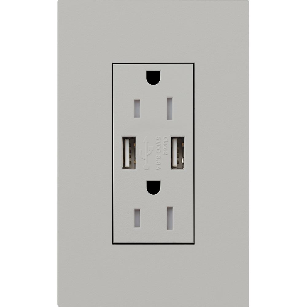 Lutron® LTR-F15-UBTR-GR Receptacles & USB Ports