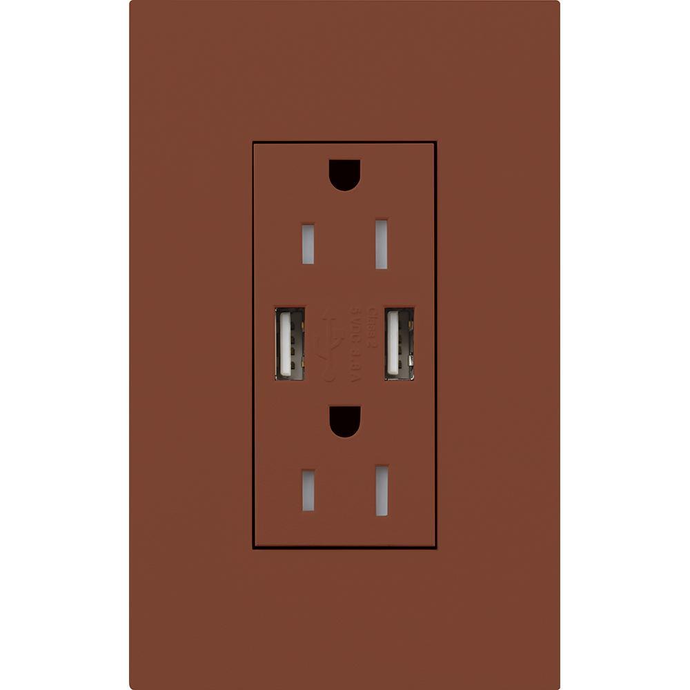 Lutron® LTR-F15-UBTR-SI Receptacles & USB Ports