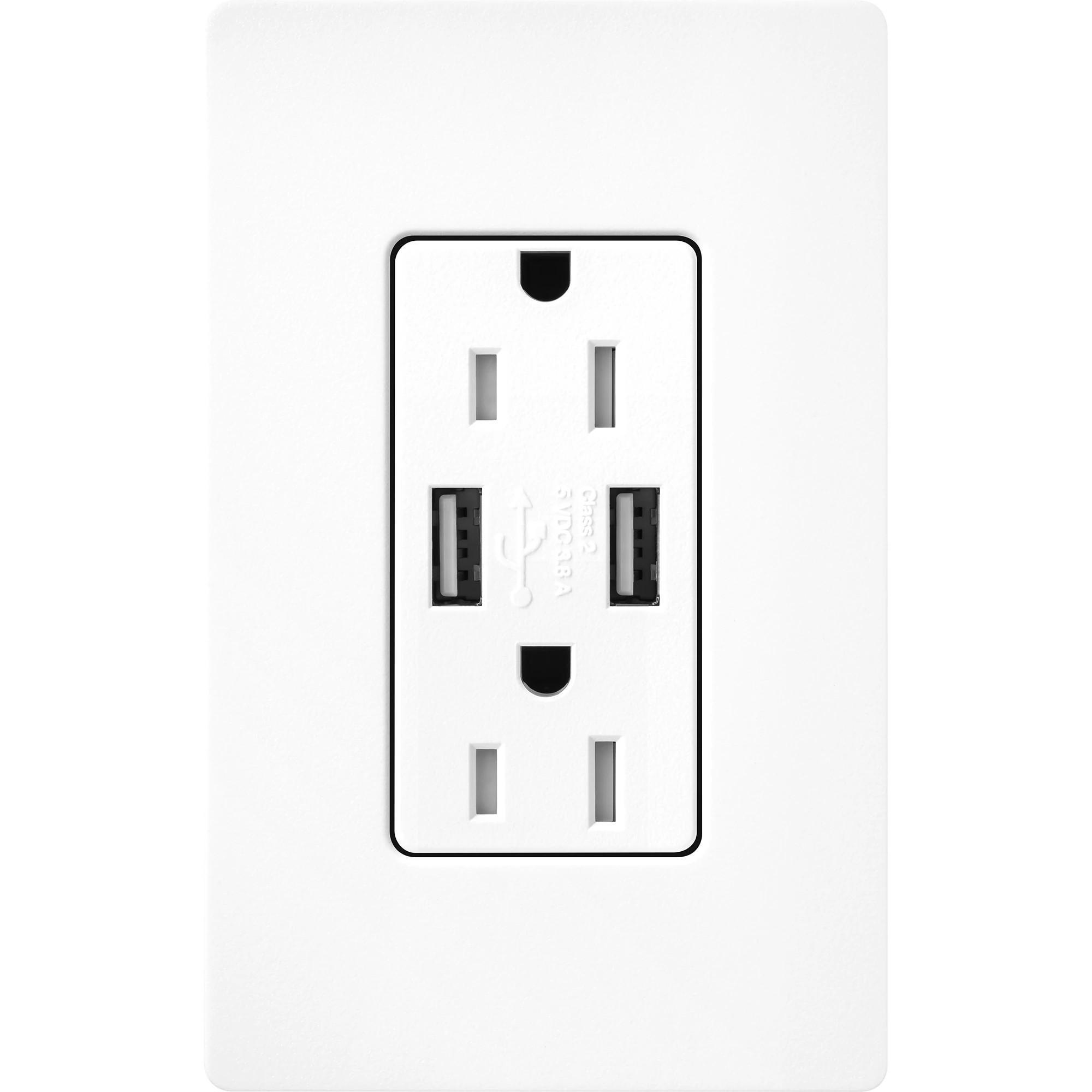 Lutron® SCR-15-UBTR-BW Receptacles & USB Ports