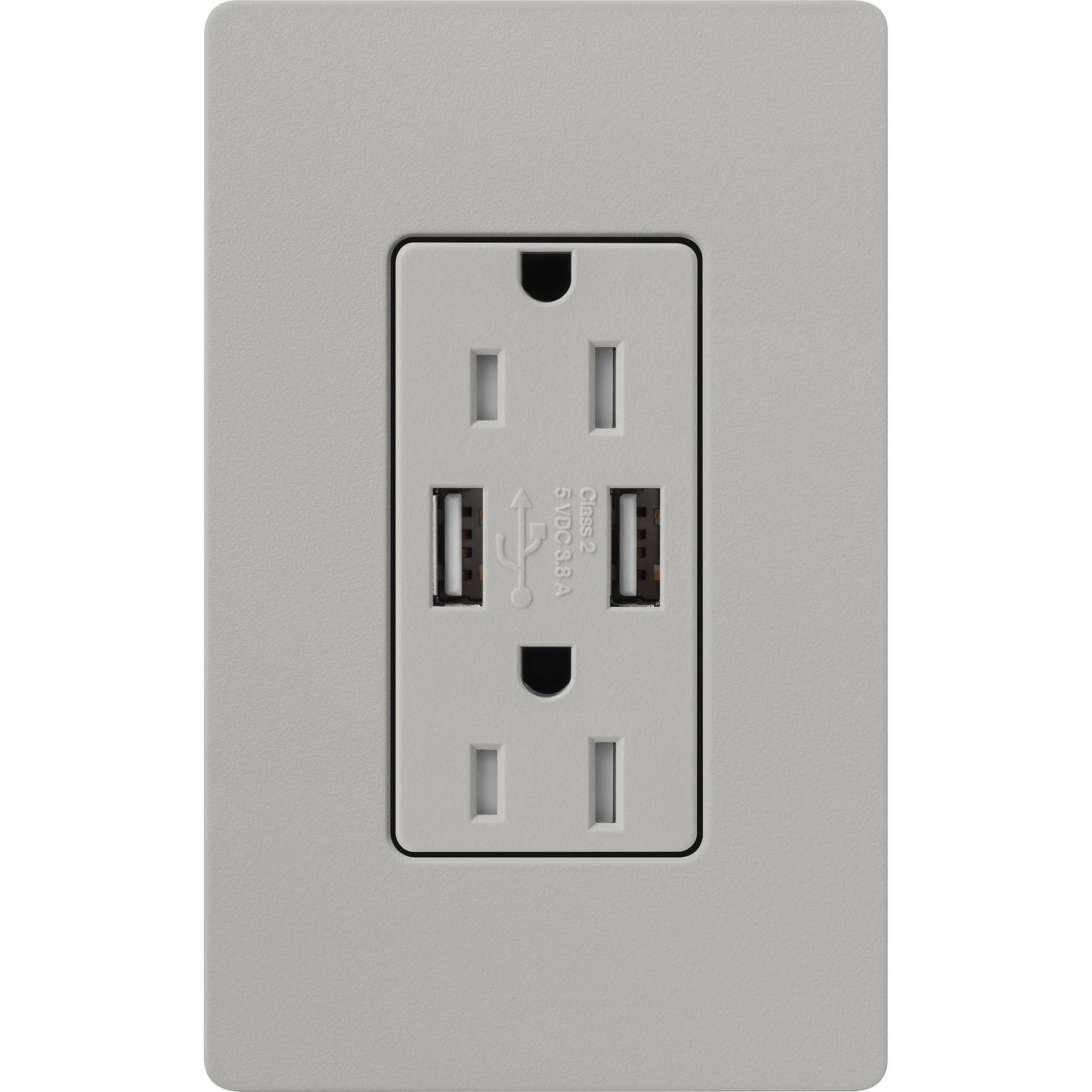 Lutron® SCR-15-UBTR-PB Receptacles & USB Ports