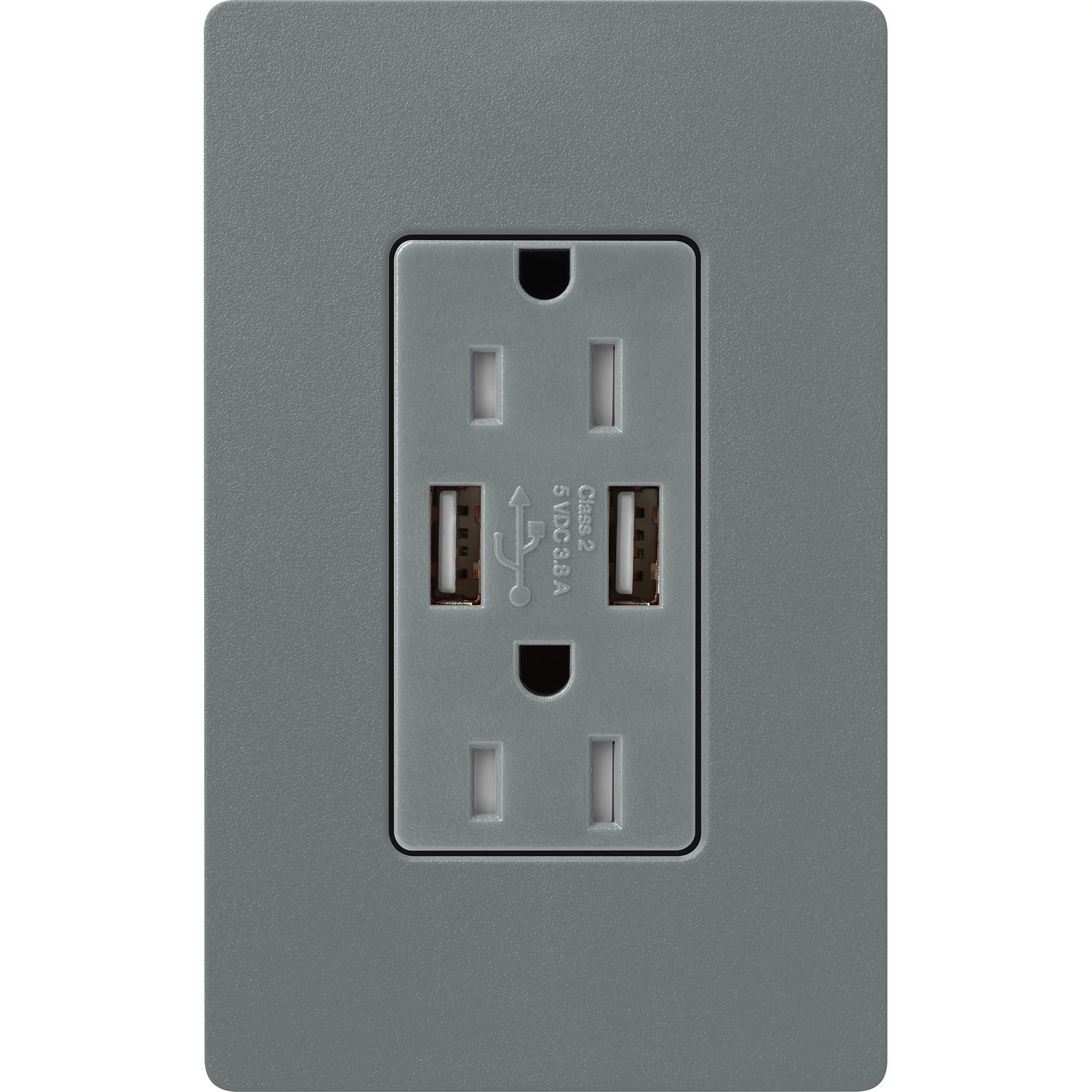 Lutron® SCR-15-UBTR-SL Receptacles & USB Ports