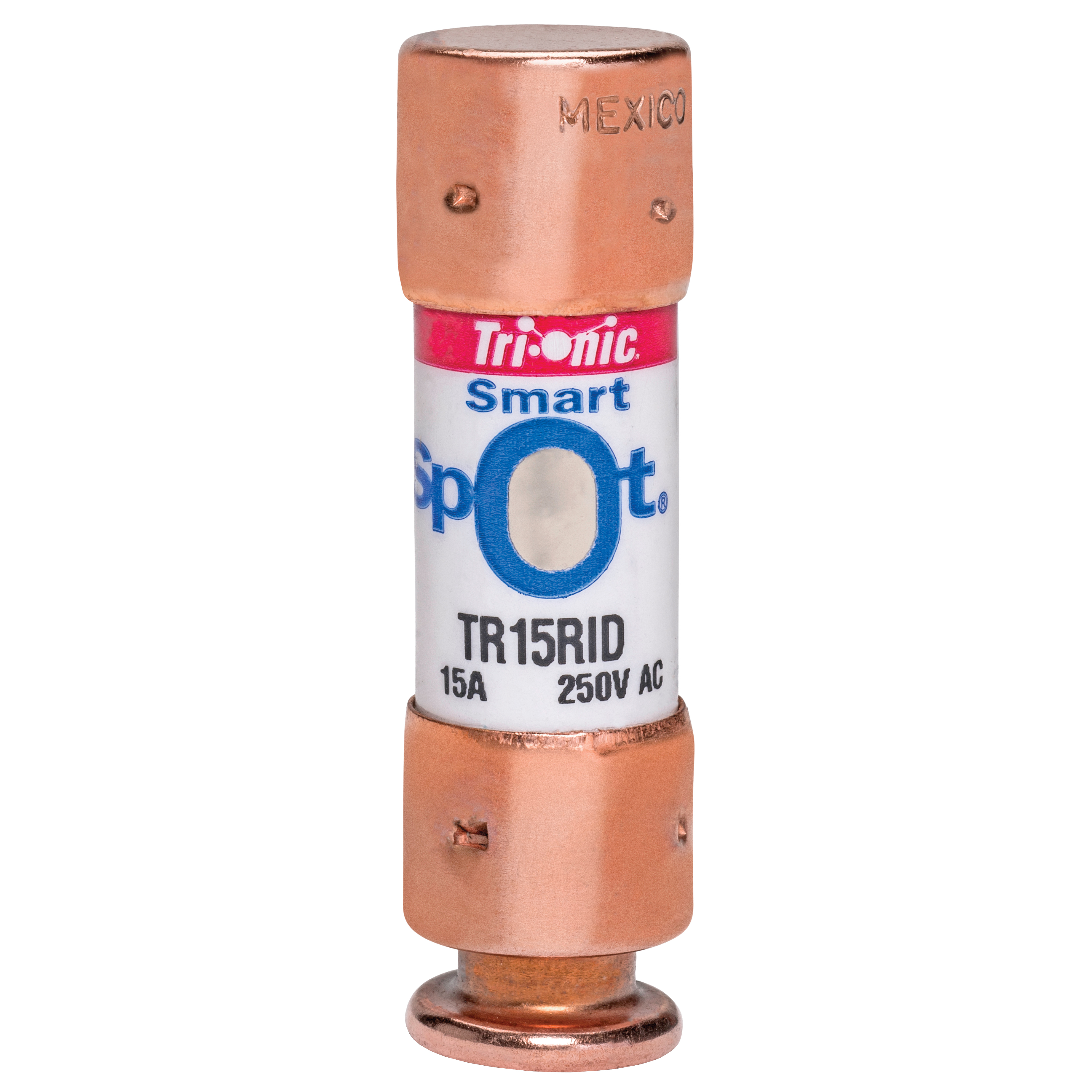 Mersen Tri-Onic® TR15RID Current Limiting Low Voltage Time Delay Fuse, 15 A, 250 V AC/160 V DC, 200/20 kA Interrupt, RK5 Class, Cylindrical Body