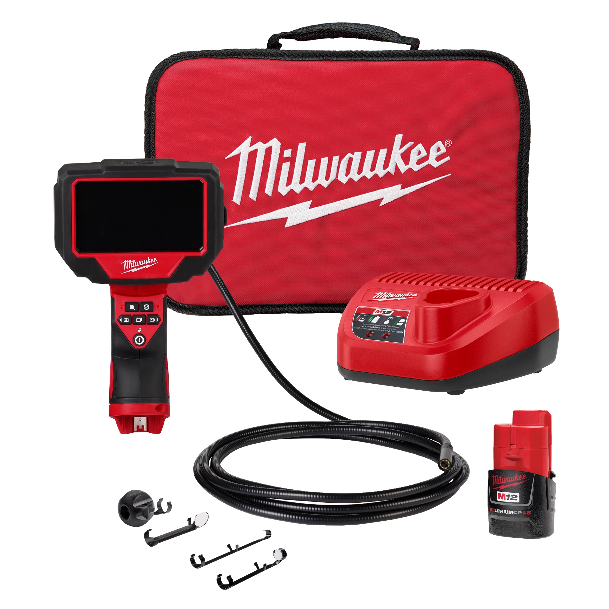 Milwaukee® 2324-21 M12™ M-Spector™ Inspection Camera Kit, 0.394 in Dia, 4.3 in LCD Display, Black/Red