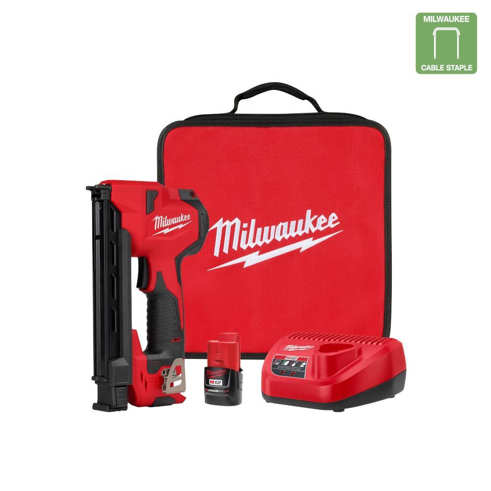 Milwaukee® 2448-21 Cable Stapler, 3/4 in Crown, 45 Staple, 6.5 in OAL, Li-Ion Battery