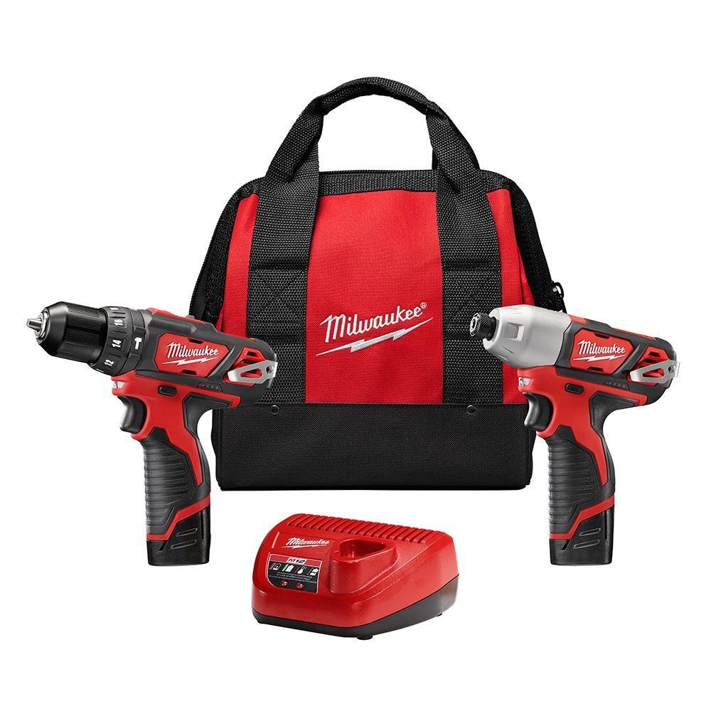 Milwaukee® M12™ 2497-22 2-Tool Cordless Combination Kit, Tools: Hammer Drill/Driver, Impact Driver and Reciprocating Saw, 12 V DC, 1.5 Ah Lithium-Ion, Keyed Blade
