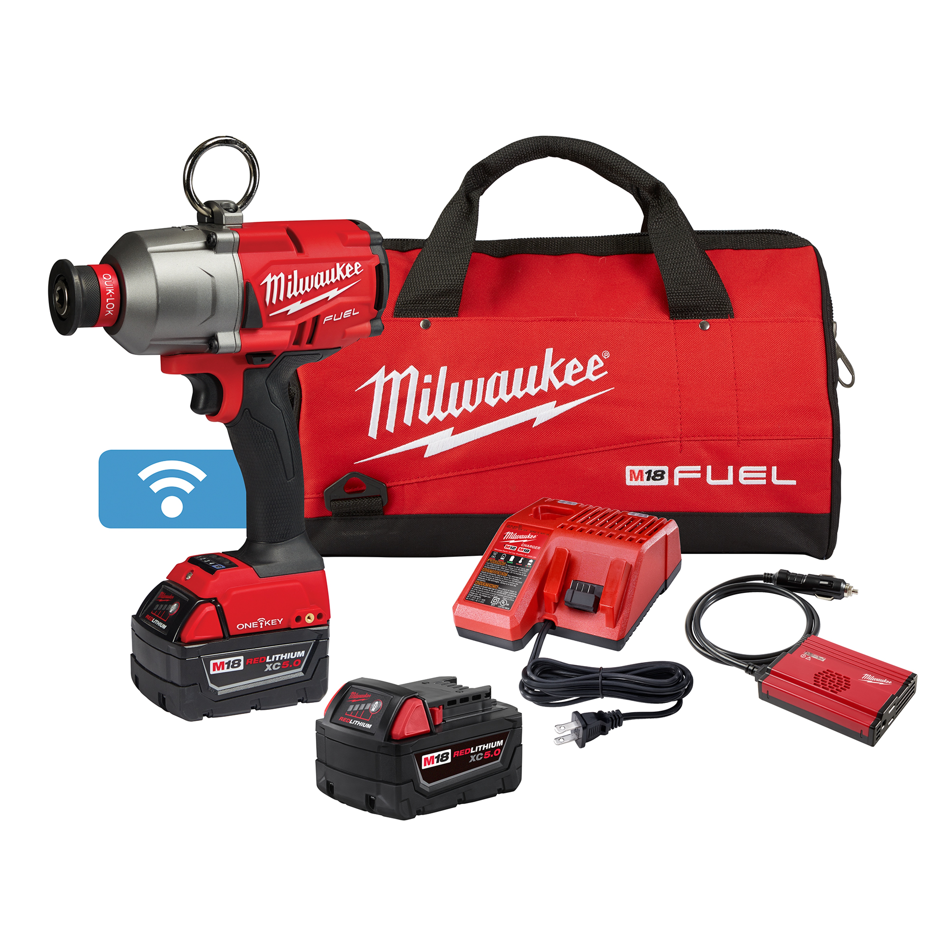 Milwaukee® M18 FUEL™ 2865-22 Hex Utility High Torque Cordless Impact Wrench With One-Key™ Kit, 7/16 in Hex Drive, 750 ft-lb Torque, 18 V DC