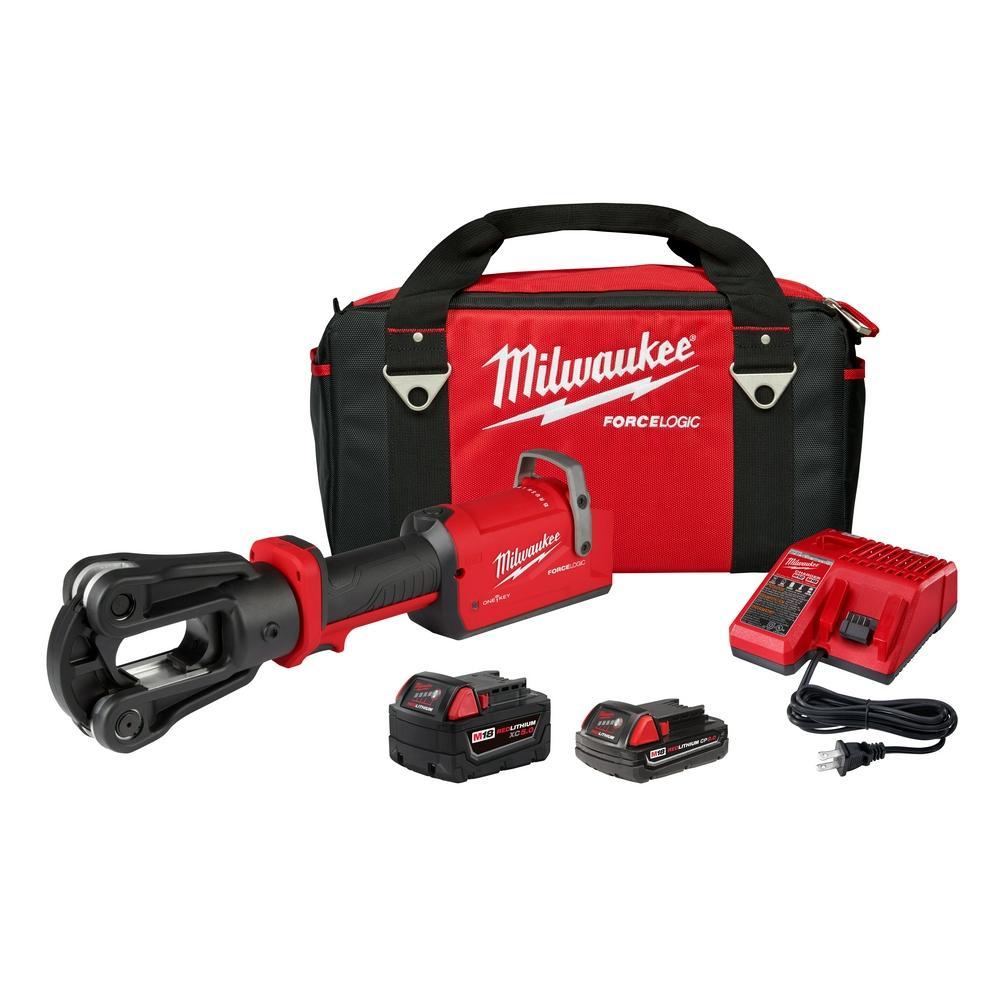 Milwaukee® 2878-22 FORCE LOGIC Cordless Crimper, 8 to 750 kcmil Crimping, 12 ton Crimping, 18 V, Li-Ion Battery