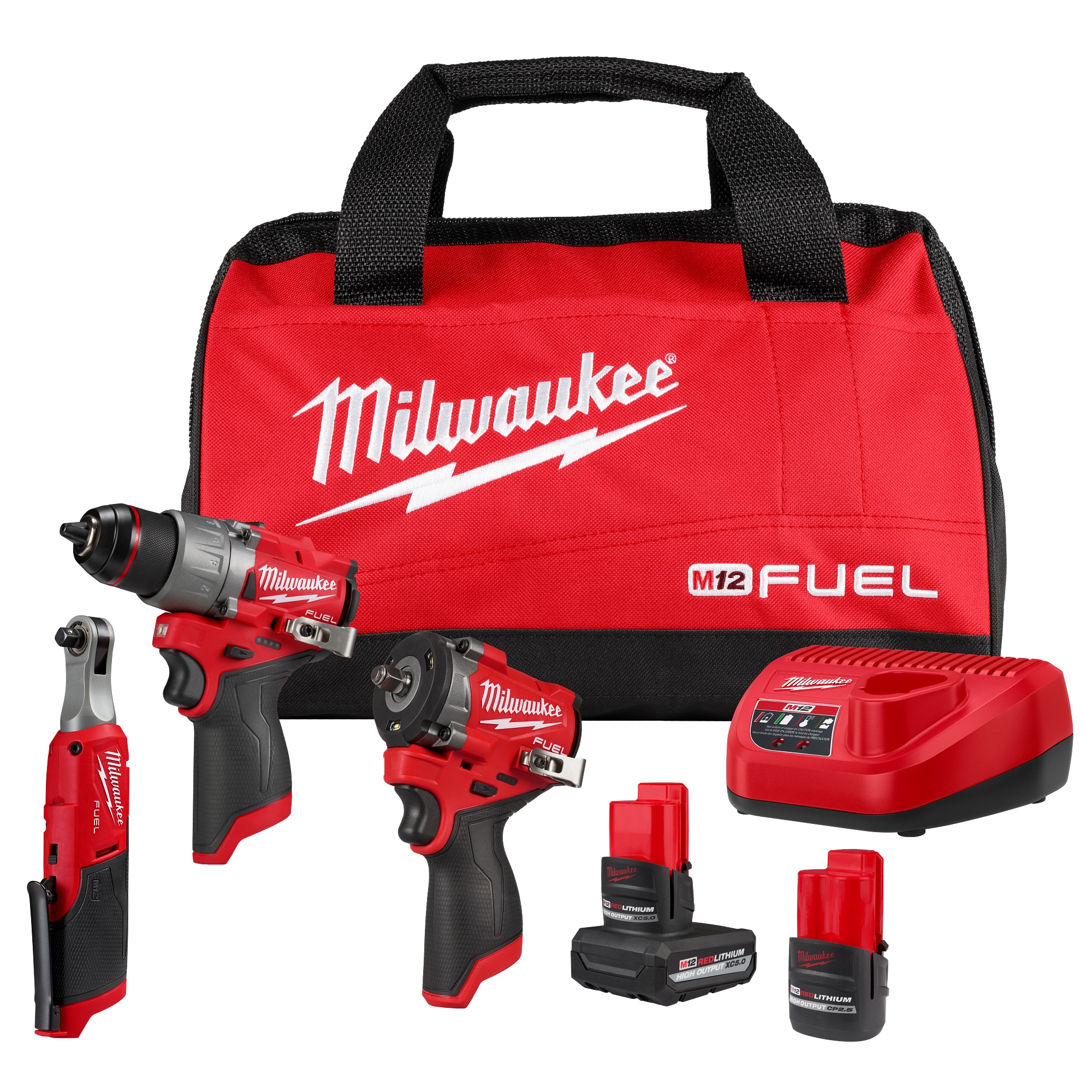 Milwaukee® 3424-23 M12 FUEL™ 3-Tool Combo Kit, Lithium-Ion
