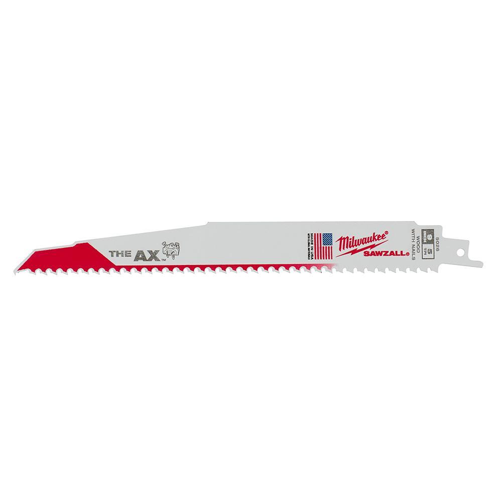 Milwaukee® SAWZALL® AX™ 48-00-5026 Demolition Tapered Back Reciprocating Saw Blade, 9 in L x 1 in W, 5 TPI, Bi-Metal Body, Universal/Toothed Edge Tang