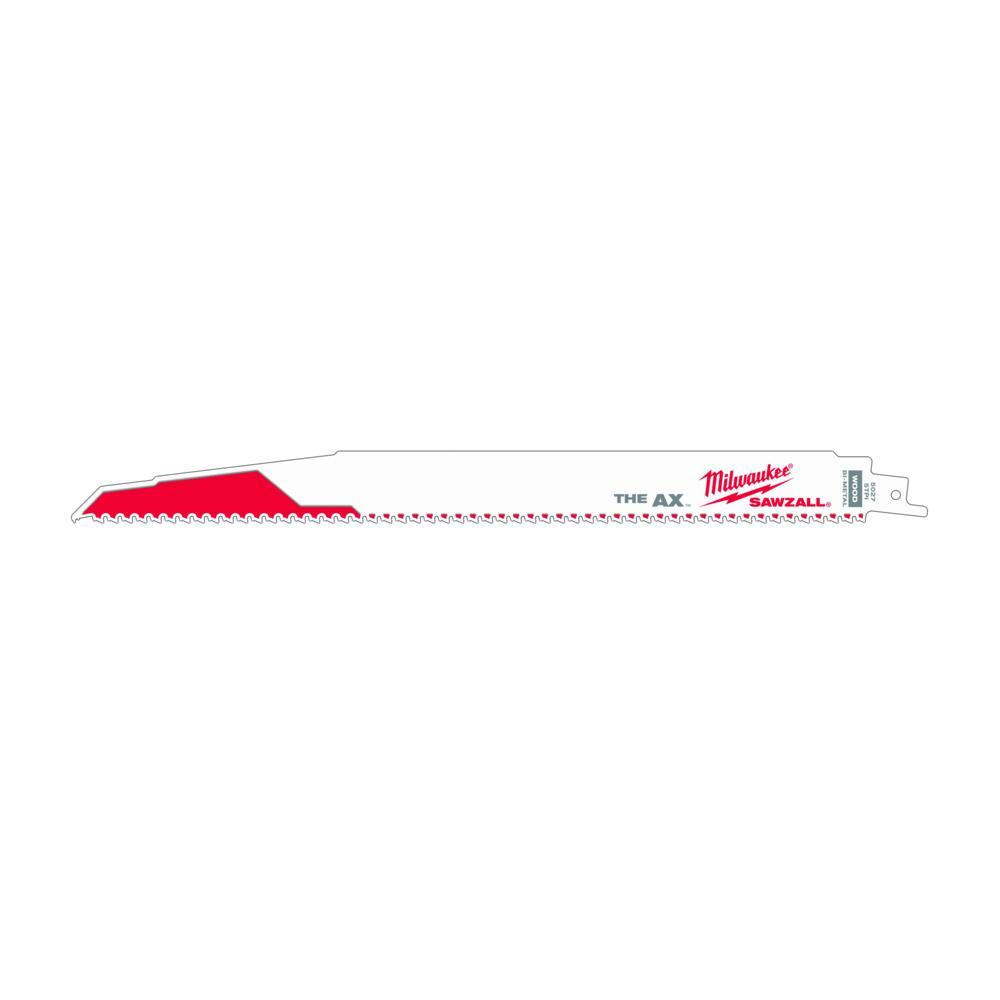 Milwaukee® SAWZALL® AX™ 48-00-5027 Demolition Tapered Back Reciprocating Saw Blade, 12 in L x 1 in W, 5 TPI, Bi-Metal Body, Universal/Toothed Edge Tang