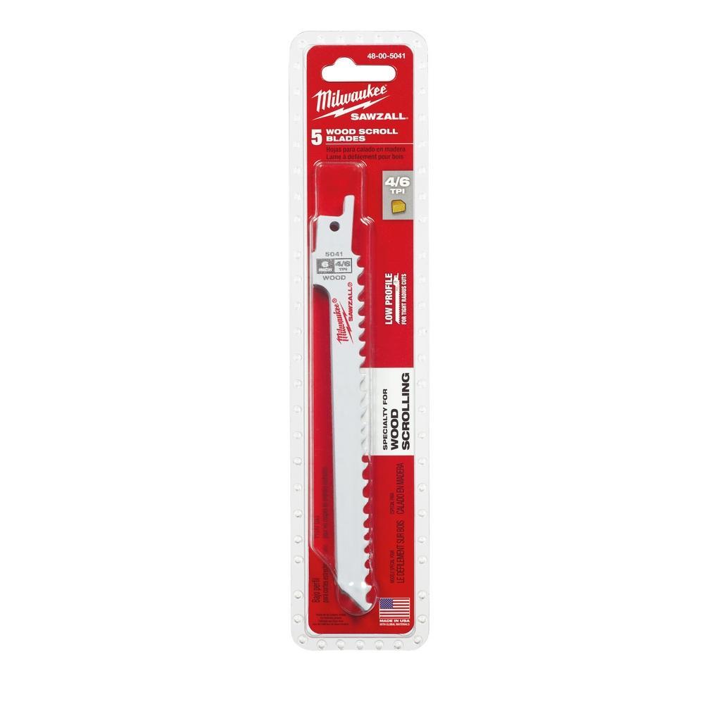 Milwaukee® SAWZALL® 48-00-5041 Tapered Back Reciprocating Saw Blade, 6 in L x 3/4 in W, 4/16 TPI, Bi-Metal Body, Universal/Toothed Edge Tang