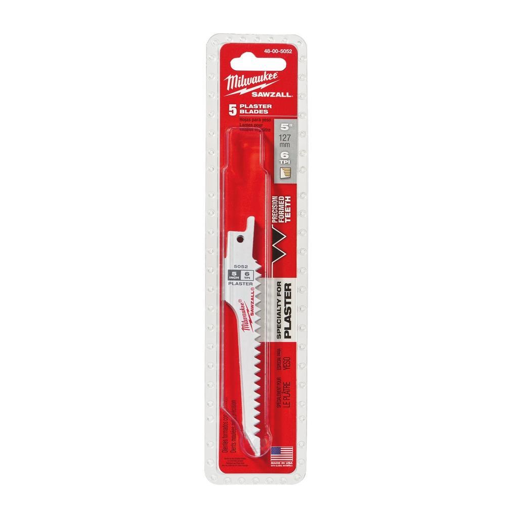 Milwaukee® SAWZALL® 48-00-5052 Tapered Back Reciprocating Saw Blade, 5 in L x 3/4 in W, 6 TPI, Bi-Metal Body, Universal/Toothed Edge Tang