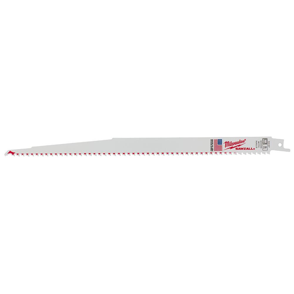 Milwaukee® SAWZALL® 48-00-5037 Heavy Duty High Performance Tapered Back Reciprocating Saw Blade, 12 in L x 3/4 in W, 5 TPI, Bi-Metal Body, Universal/Toothed Edge Tang