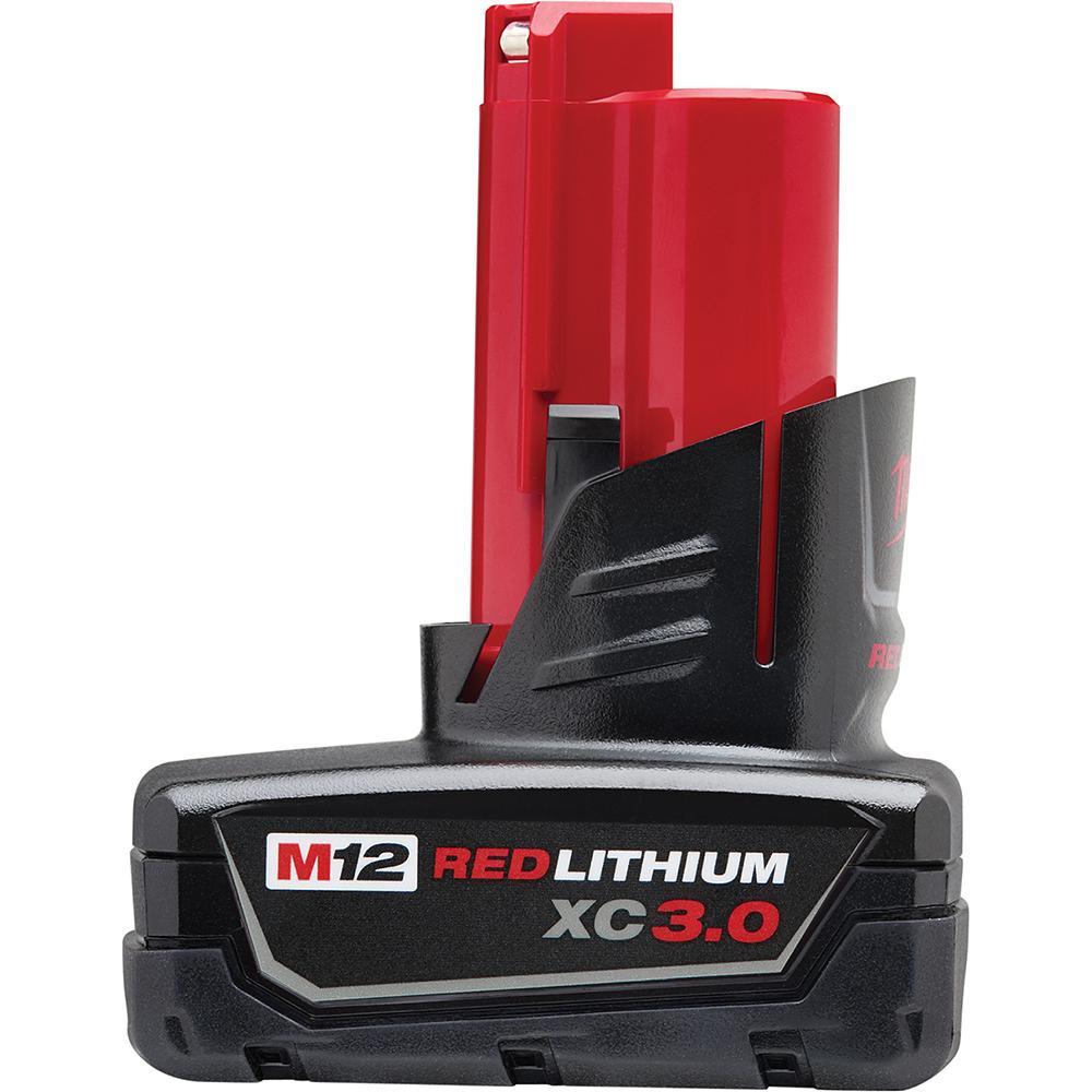 Milwaukee® M12™ REDLITHIUM™ 48-11-2402 High Capacity Rechargeable Cordless Battery Pack, 3 Ah Li-Ion Battery, 12 V DC Charge, For Use With M12™ Cordless Power Tool
