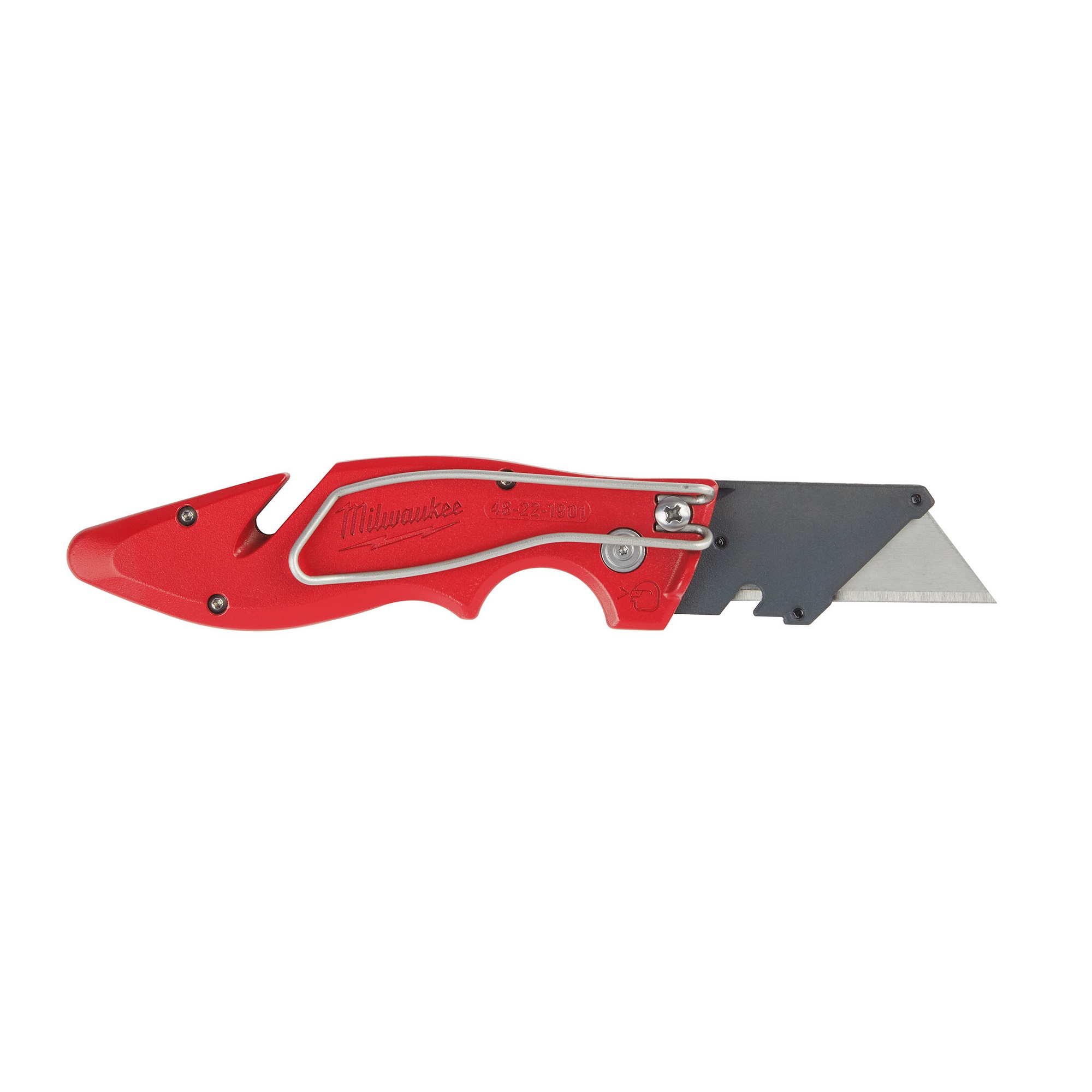 Milwaukee® Fastback™ 48-22-1901 Flip Utility Knife, Double Edged Retractable Blade, Metal Blade, 5 Blades Included, 7-1/4 in OAL