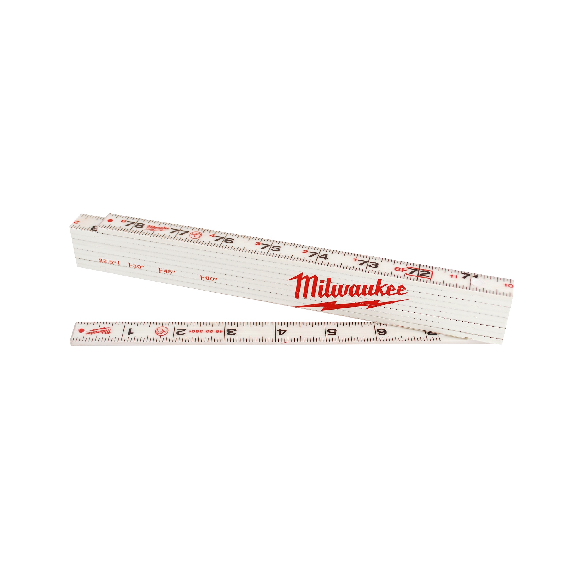 Milwaukee® 48-22-3801 Folding Rule, Graduations 1/16 in, 9-1/4 in L, Composite Laminate/Fiberglass, White
