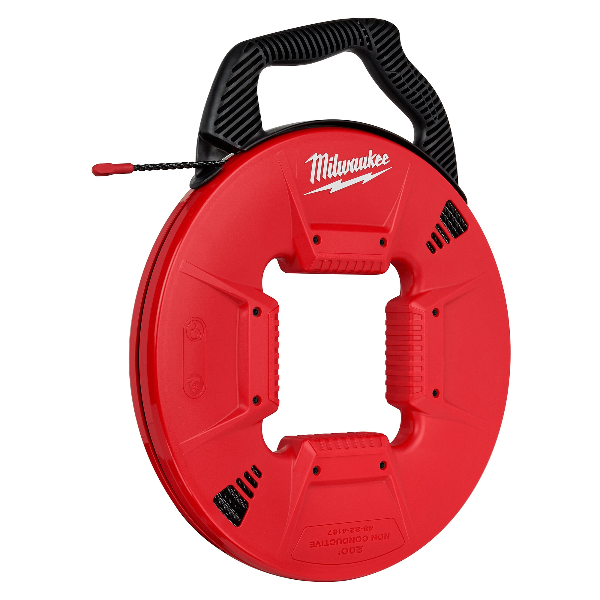 Milwaukee® 48-22-4167 Fish Tape With Non-Conductive Tip, 200 ft L Tape, Round Profile, Polyester Tape, Black/Red
