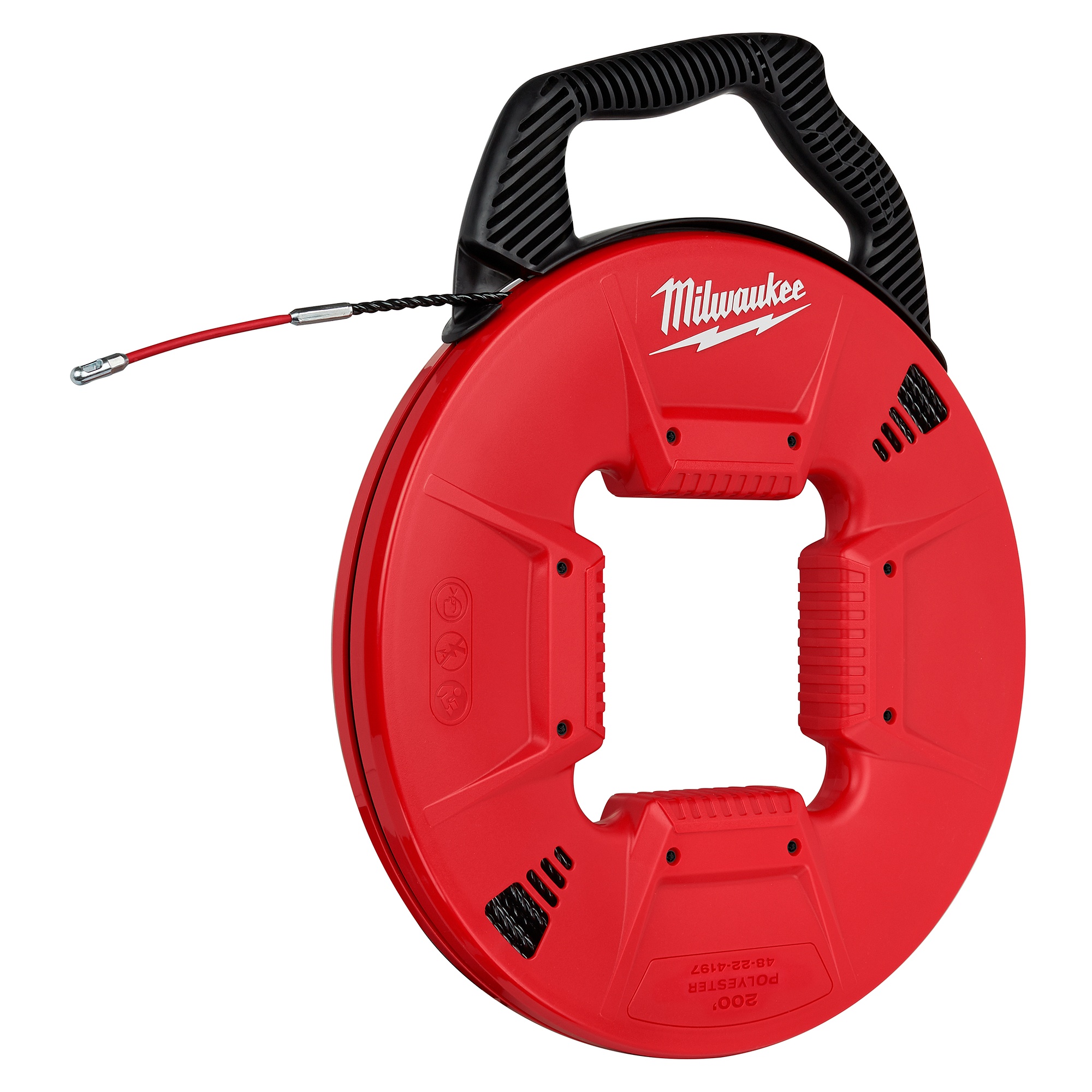 Milwaukee® 48-22-4197 Fish Tape With Flexible Metal Leader, 200 ft L Tape, Round Profile, Polyester Tape, Black/Red