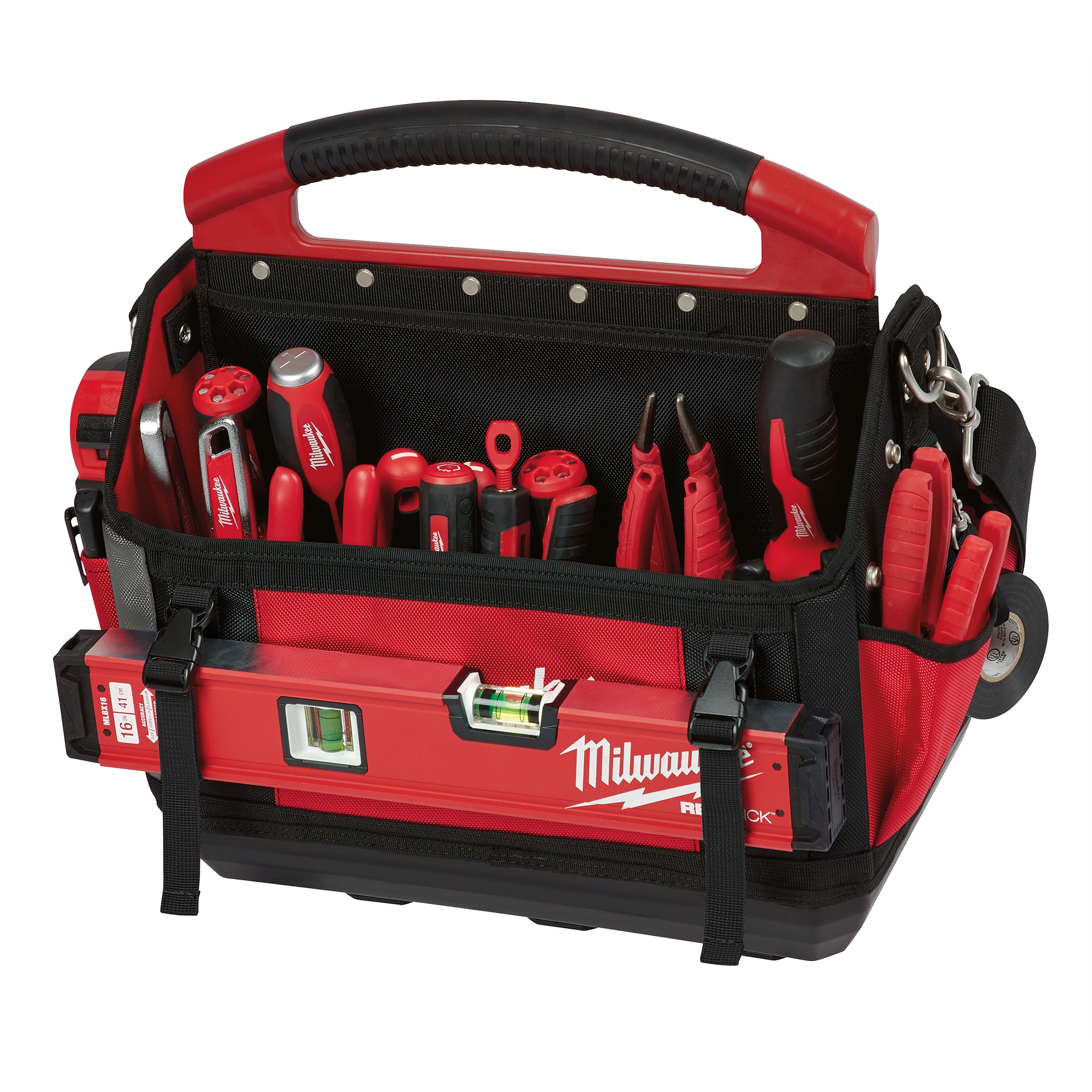 Milwaukee® PACKOUT™ 48-22-8315 General Purpose Open Tool Tote, 1680D Ballistic Nylon, Black/Red