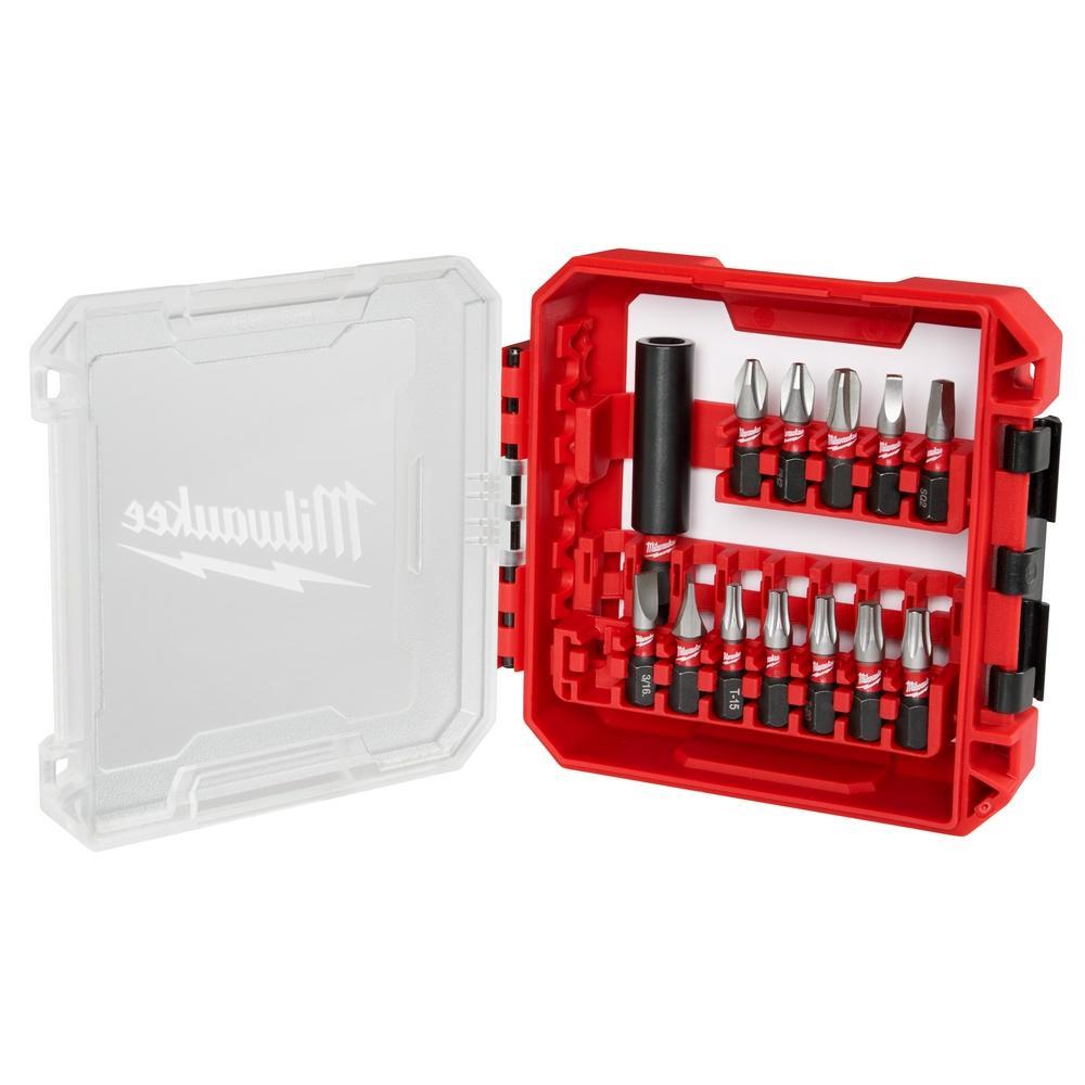 Milwaukee® 48-32-4035 Impact Duty 13-Piece Driver Bit Set, Hex/Phillips®/Slotted/Square/Torx® Point, 3.74 in OAL, 1/4 in, Alloy Steel