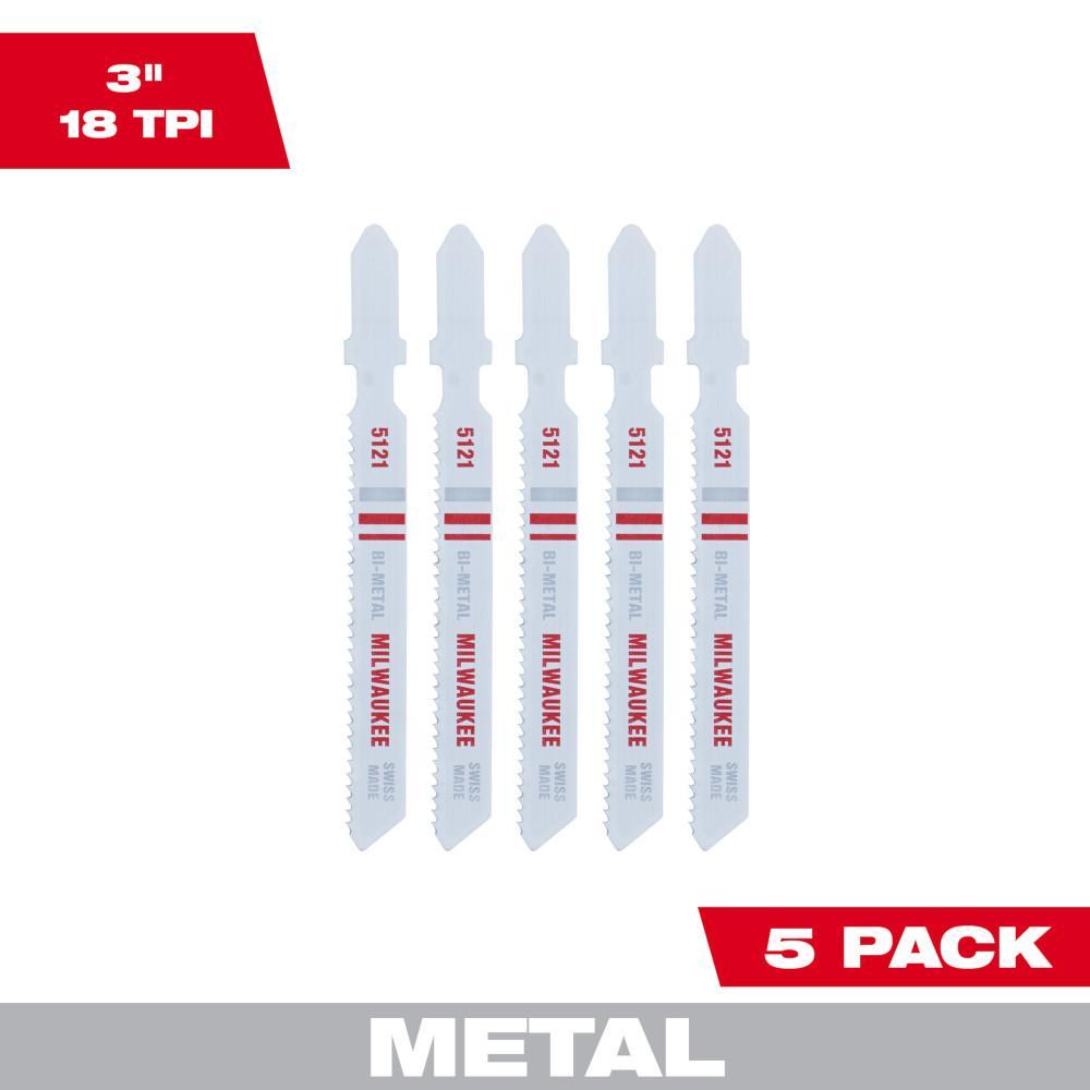 Milwaukee® 48-42-5121 Heavy Duty Jig Saw Blade, 3 in L x 9/32 in W, 18 TPI, Bi-Metal Cutting Edge, Bi-Metal Body
