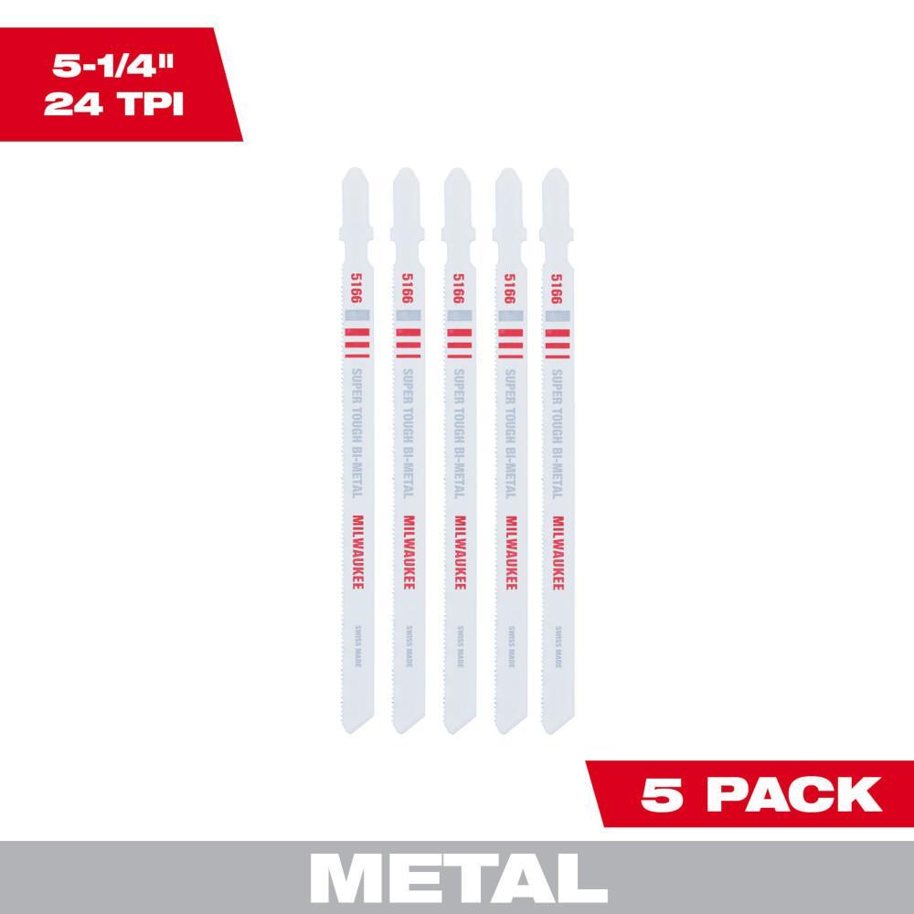 Milwaukee® 48-42-5166 Heavy Duty Jig Saw Blade, 5-1/4 in L x 9/32 in W, 24 TPI, Bi-Metal Cutting Edge, Bi-Metal Body