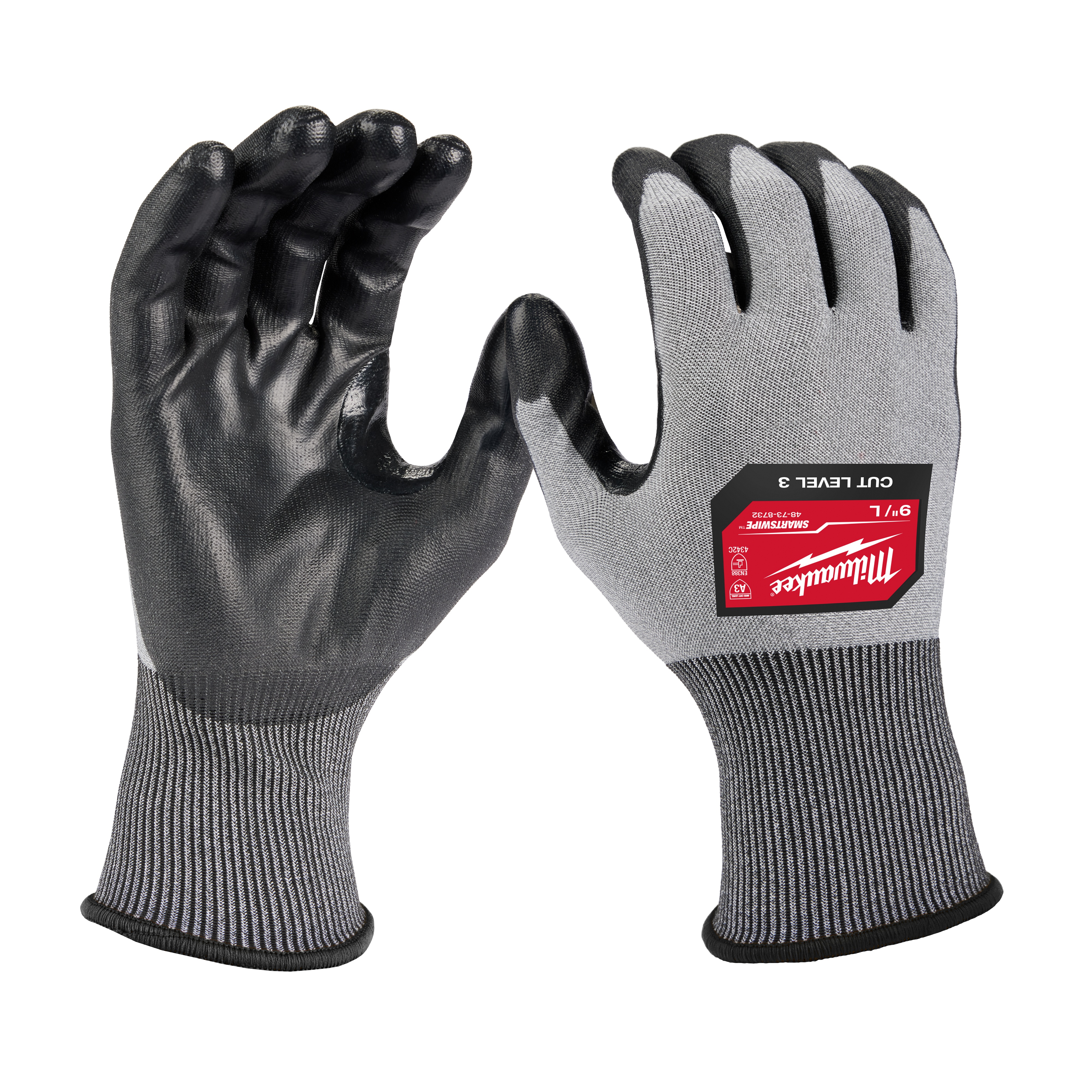 Milwaukee® 48-73-8732 48-73 General purpose Gloves, L, Polyurethane Palm, Gray, Resists: Cut Resistan