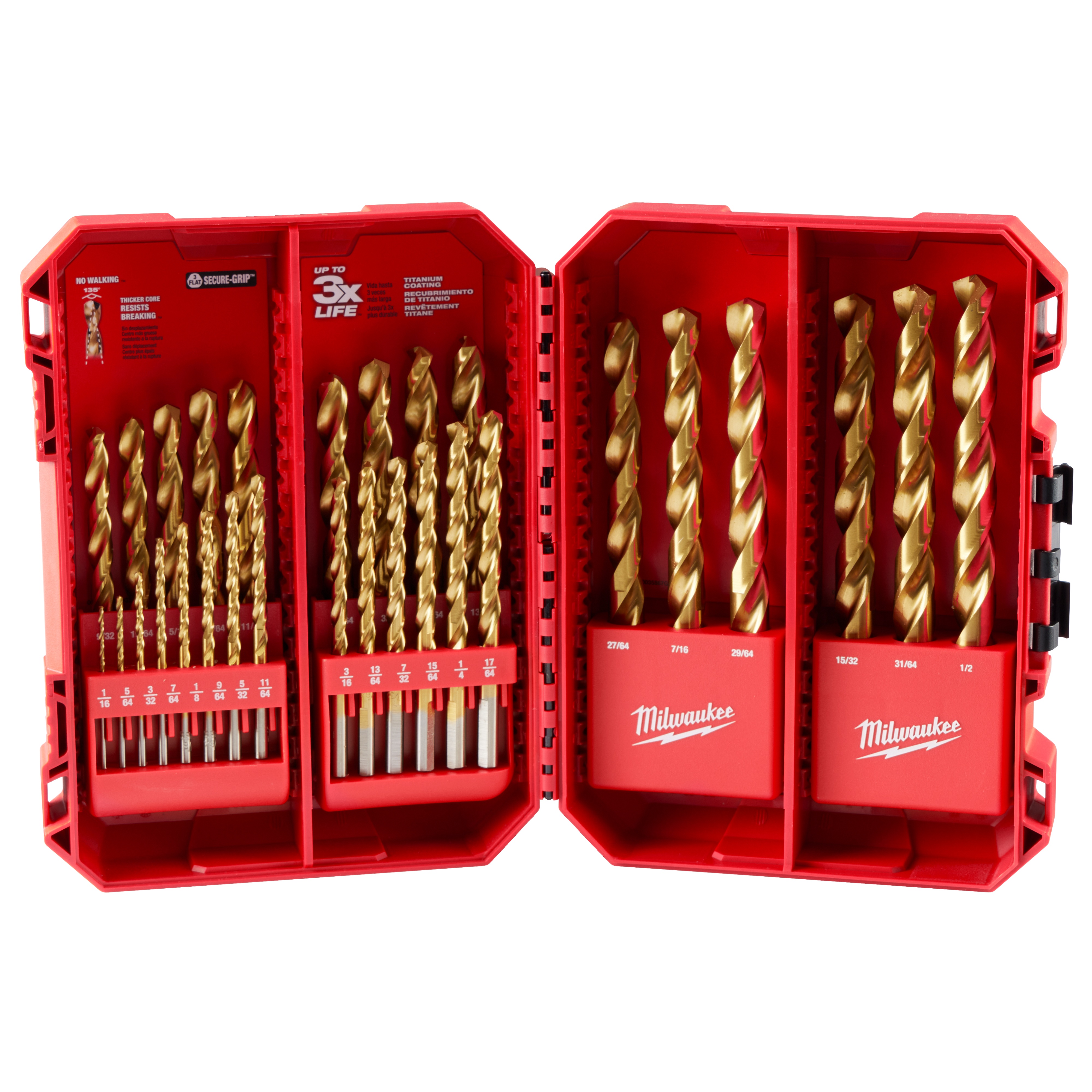 Milwaukee® Thunderbolt® 48-89-0012 Drill Bit Set, 29 Pieces, HSS, TiN