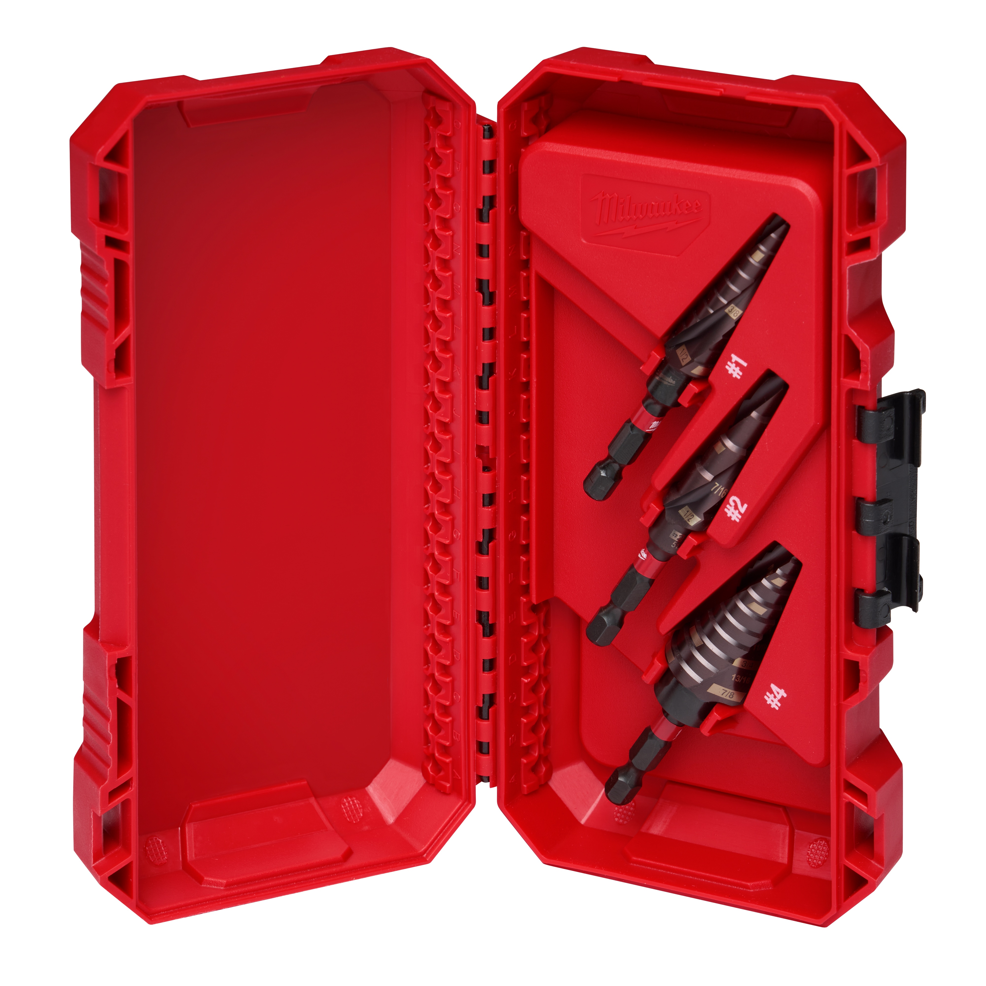 Milwaukee® SHOCKWAVE™ 48-89-9254 Step Drill Bit Set, 1/8 in Min Drill Bit, 7/8 in Max Drill Bit, 3 Pieces, For Use With Impact Drivers and Drill Drivers, Titanium, TiAlN