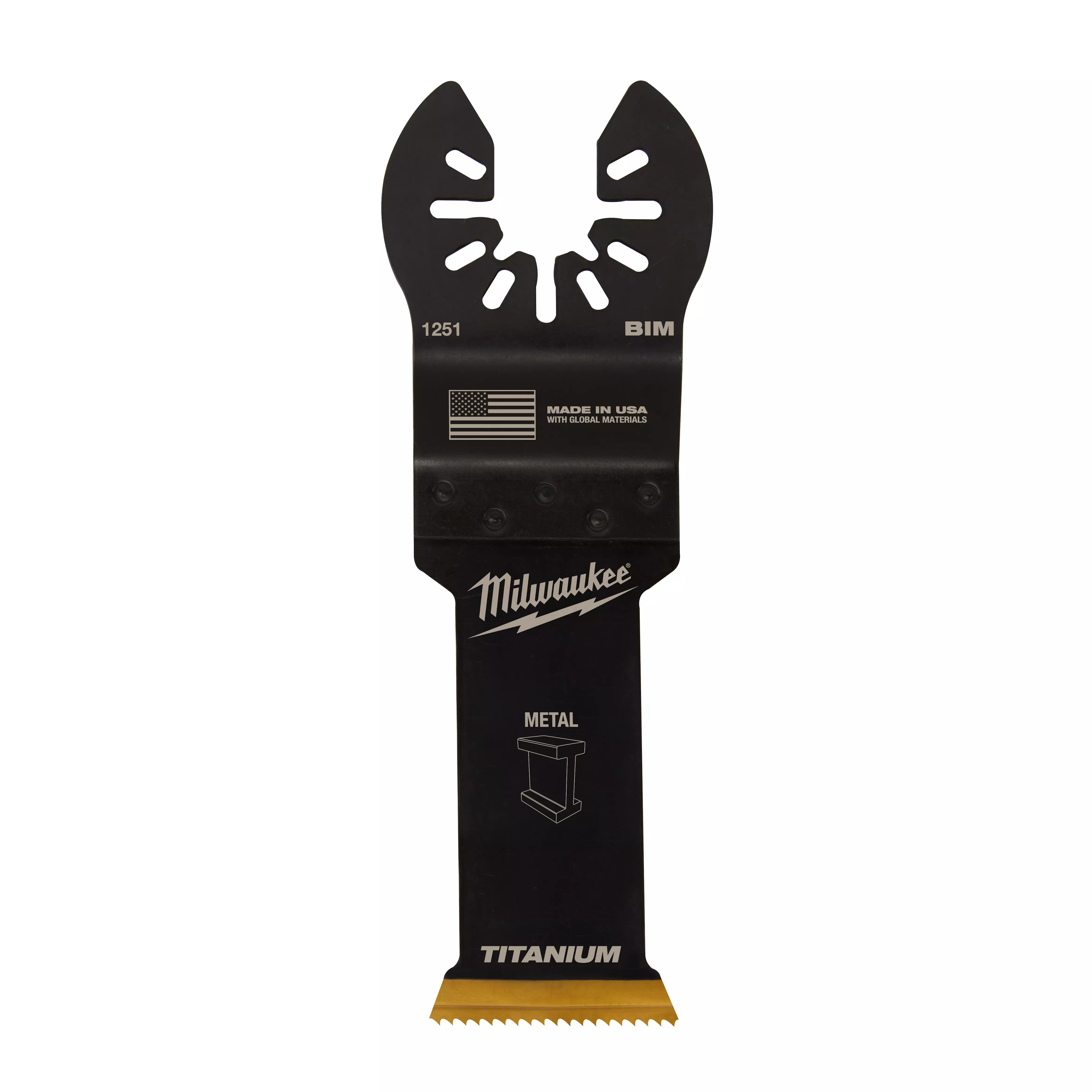 Milwaukee® 49-25-1251 OPEN-LOK™ 1-Piece Bi-Metal Blade, For Use With Oscillating Multi-Tool, 1-1/8 in Cutting Width, 1-5/8 in Max Plunge Cut Depth