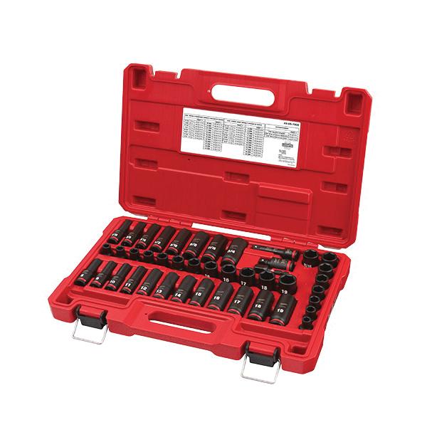 Milwaukee® SHOCKWAVE™ Impact Duty™ 49-66-7009 Deep Socket Set, ASME Specified, 6 Points, 3/8 in Drive, 43 Pieces, Hex, Case Container