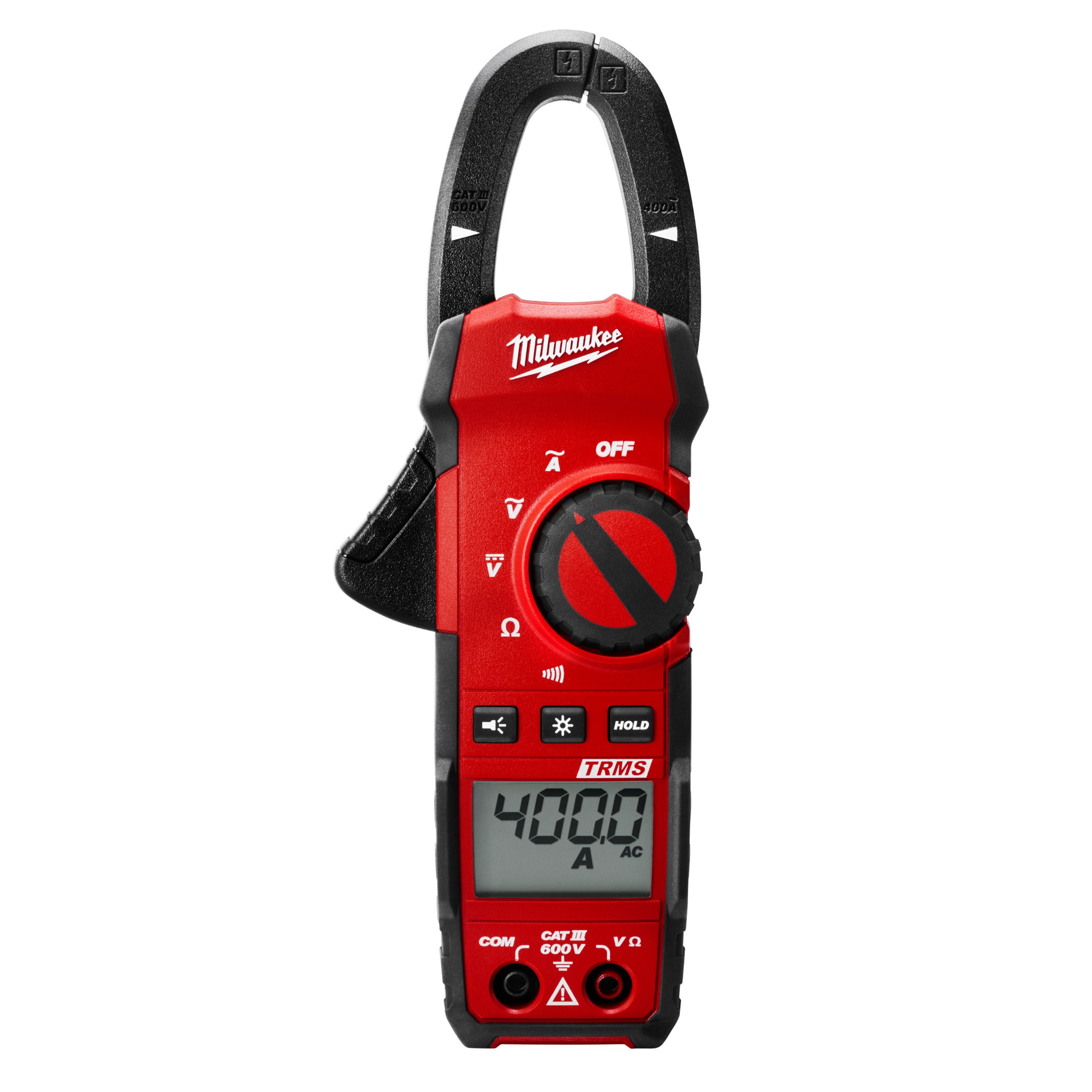 Milwaukee® 2235-20 Heavy Duty Digital Clamp Meter, 600 V AC/DC, 400 A, 4000 Ohm, 1 in Jaw, Backlit LCD Display