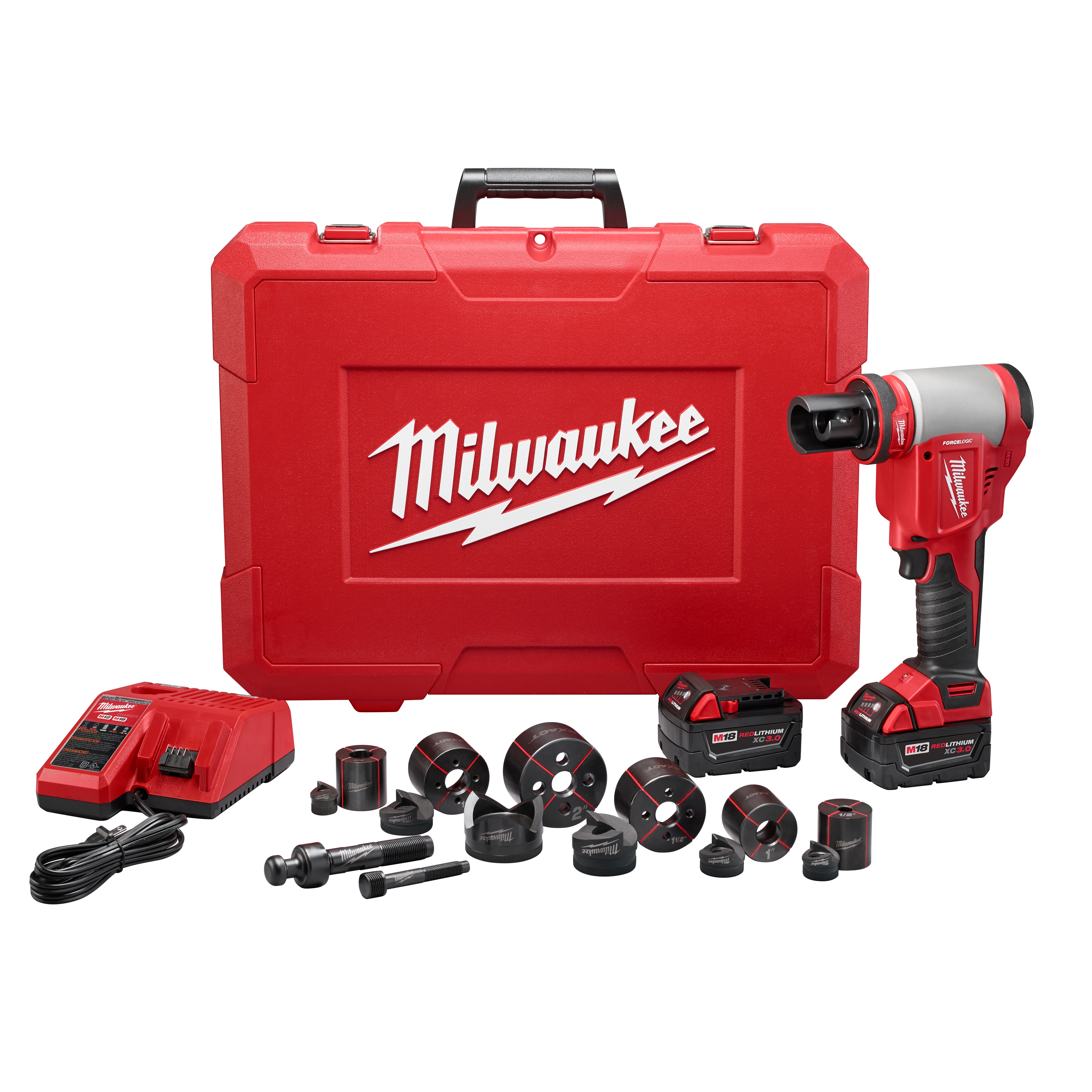 Milwaukee® M18™ 2676-22 Knockout Tool Kit, 1/2 to 4 in Mild Steel/Stainless Steel Max Cutting, 13.63 in OAL