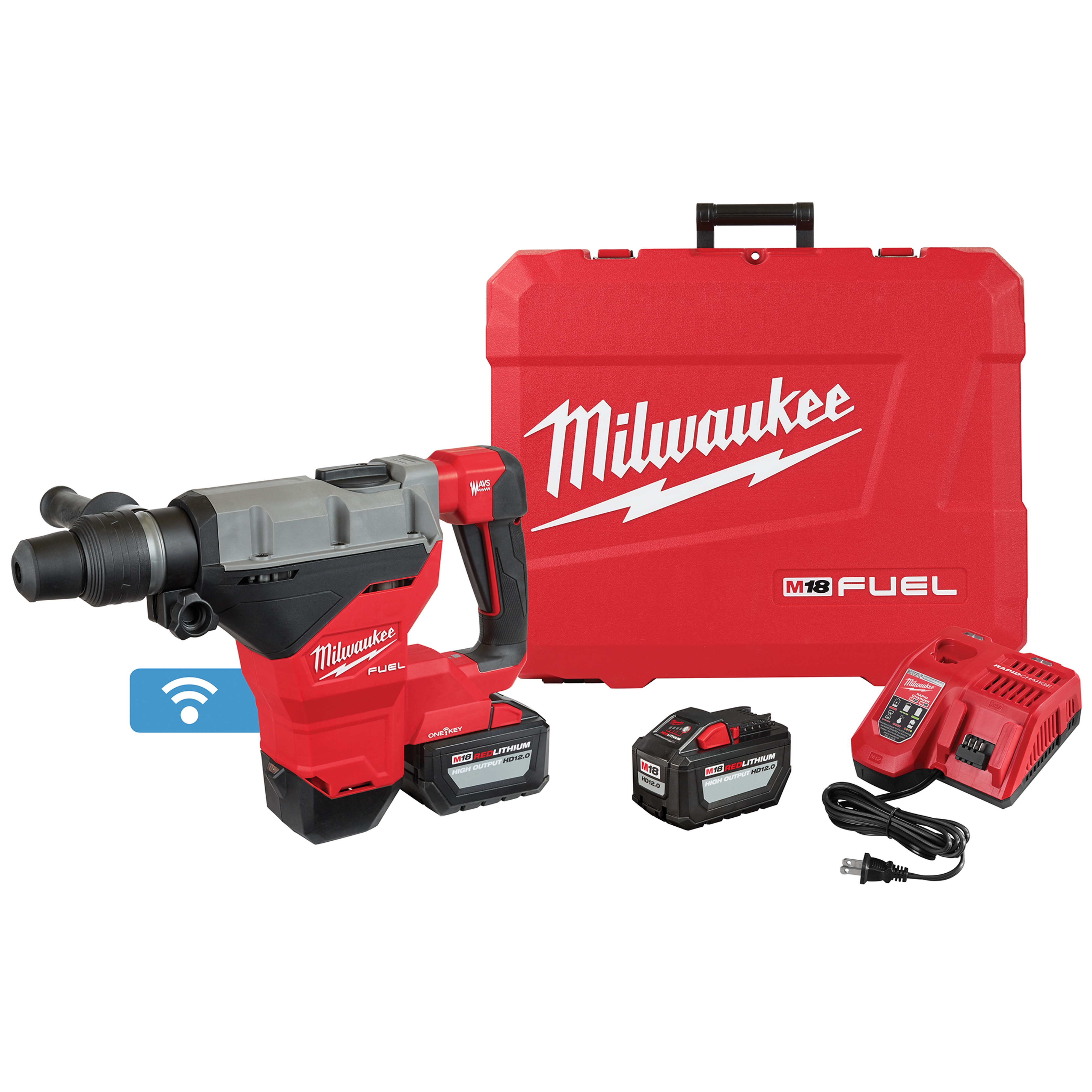 Milwaukee® M18 FUEL™ 2718-22HD Cordless Rotary Hammer Kit, 1-3/4 in SDS-Max® Chuck, 18 V, 380 rpm No-Load, Li-Ion Battery