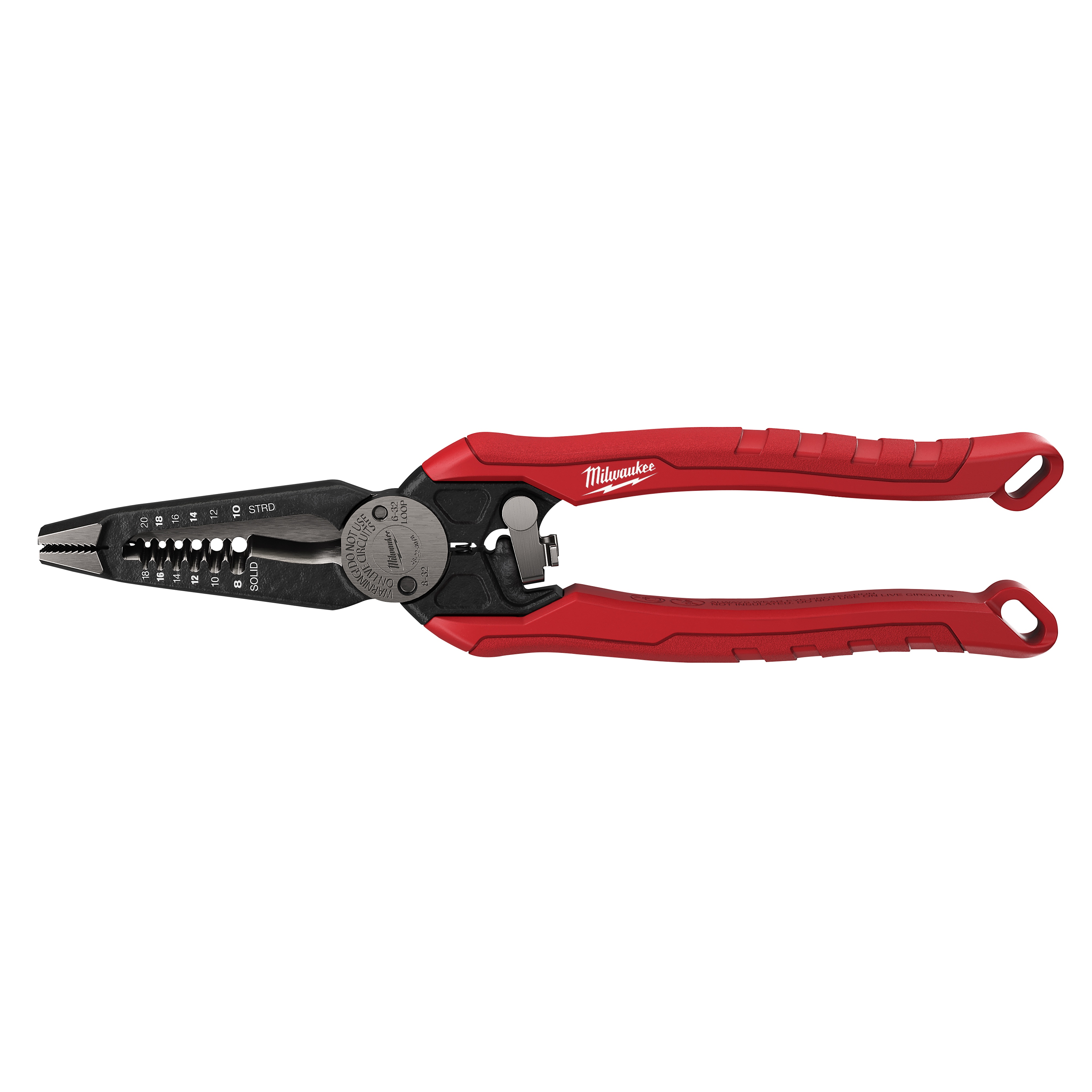 Milwaukee® 48-22-3078 7-In-1 High Leverage Lineman Combination Plier, 18 to 8 AWG Solid/20 to 10 AWG Stranded THK Max Wire, 0.45 in Steel Jaw