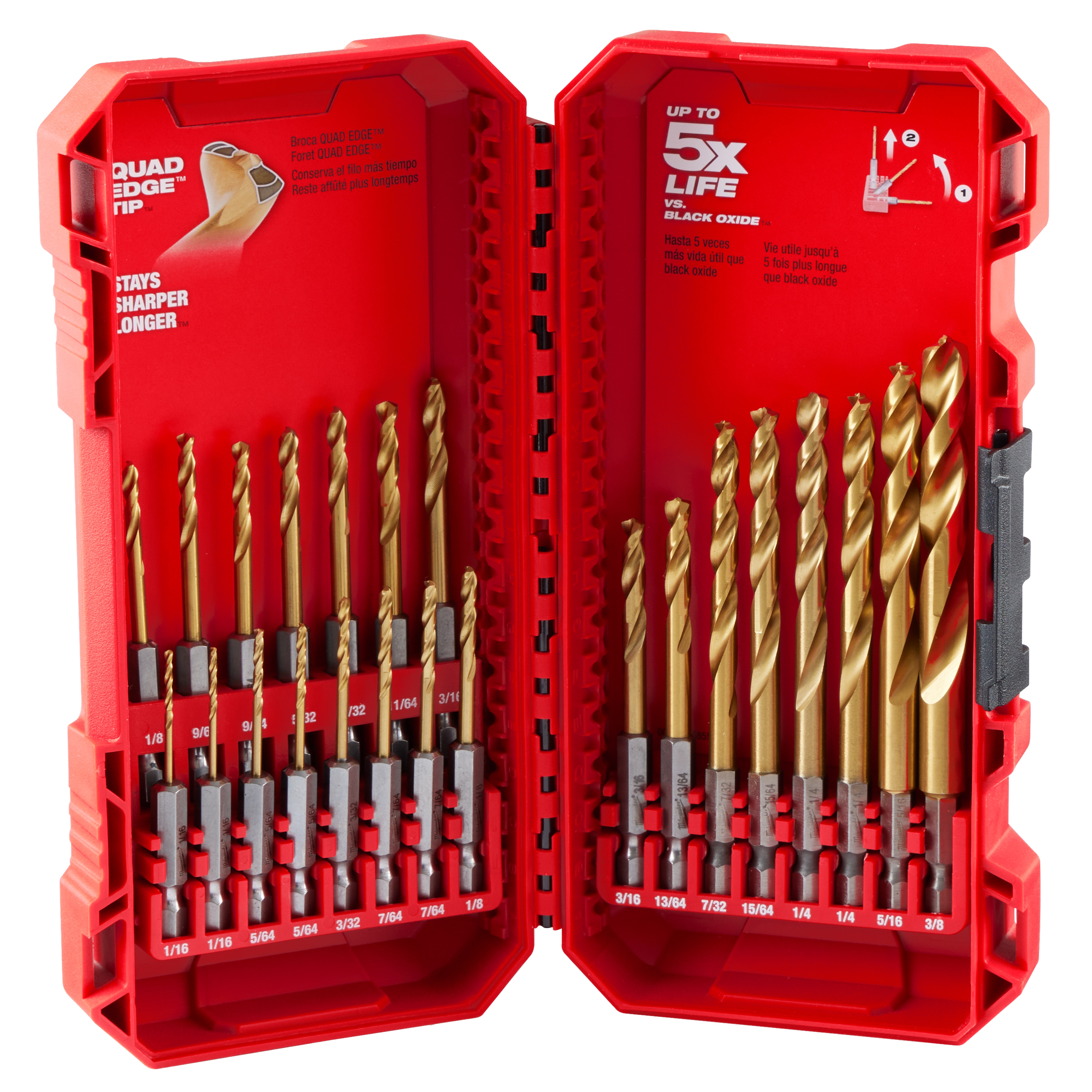 Milwaukee® SHOCKWAVE™ RED HELIX™ 48-89-4631 Impact Duty Drill Bit Kit, 23 Pieces, For Use With All Drill, HSS, TiN
