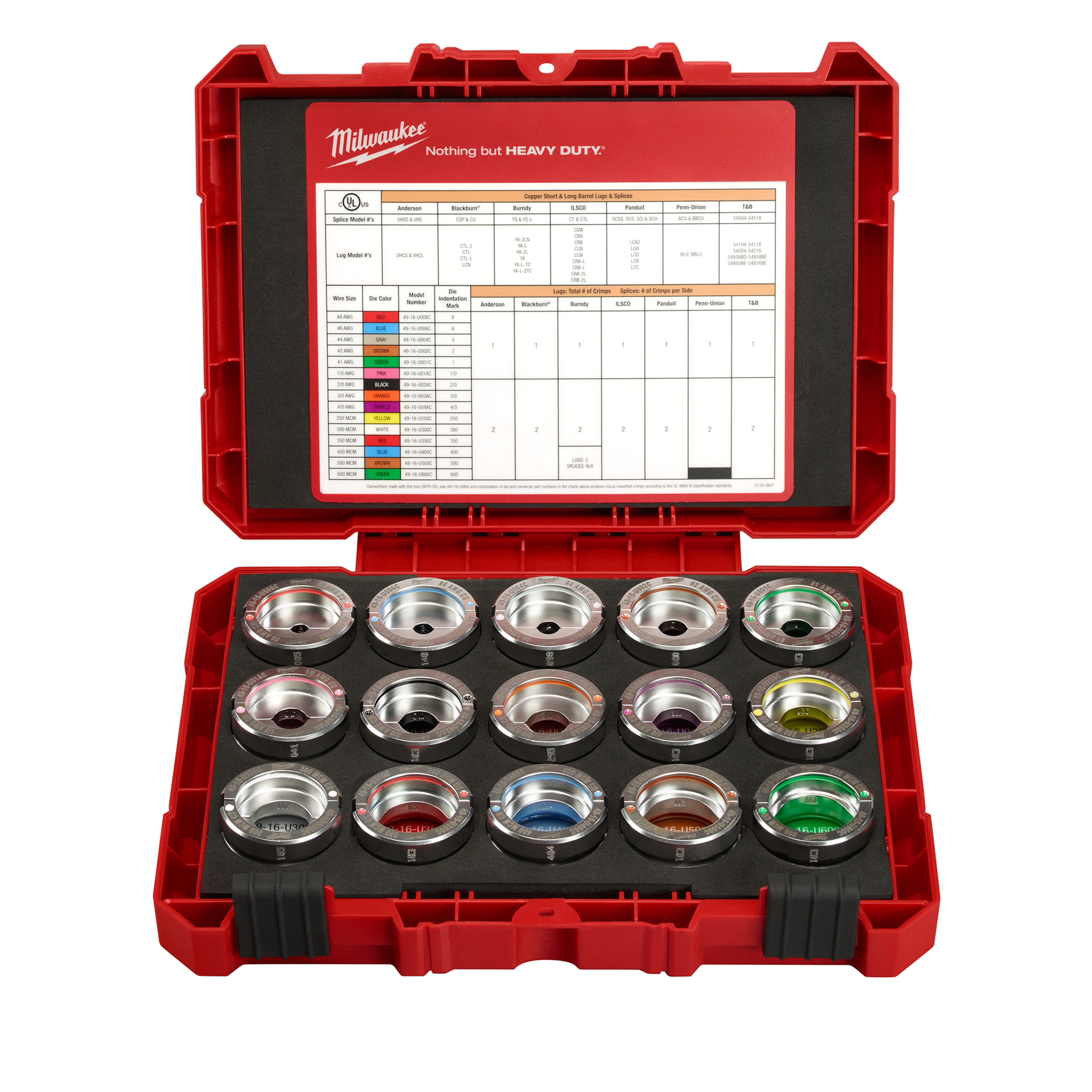Milwaukee® M18™ FORCE LOGIC™ 49-16-KITC U-Style Crimping Tool Die Kit, 15 Pieces, Copper