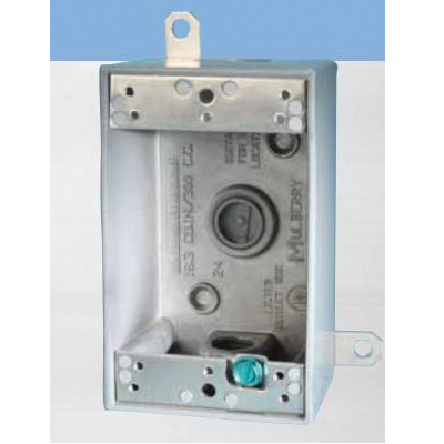 Mulberry Royal Mountie™ 30228 Heavy Duty Weatherproof Box With Permanently Attached Mounting Lug, Die Cast Aluminum, 18 cu-in, 1 Gang, 6 Outlets, 4-1/2 in L x 2-3/4 in W x 2 in D