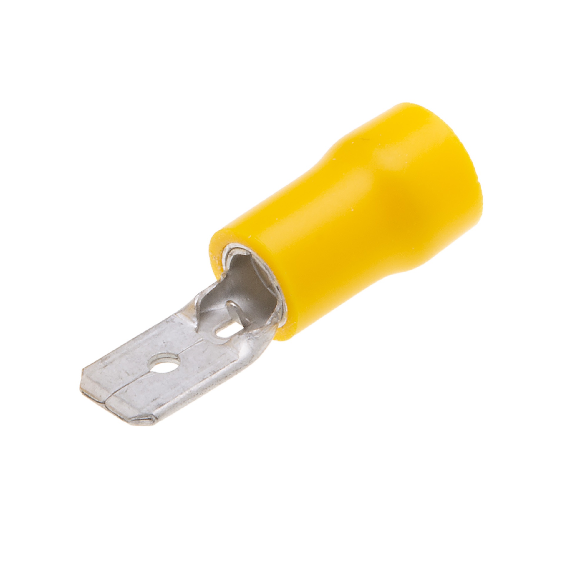NSI Miniterms M12-250-3V-S M Series Male Disconnect, 12 to 10 AWG Conductor, 0.25 in W x 0.032 in THK Tab, Brazed Seam Barrel, Yellow