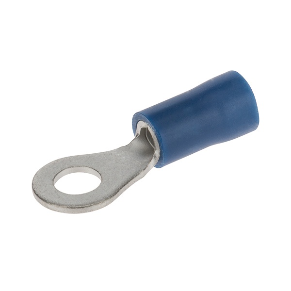NSI Miniterms R16-14V-P R Series Ring Terminal, 16 to 14 AWG Conductor, 1.062 in L, Butted Seam Barrel, Copper, Blue